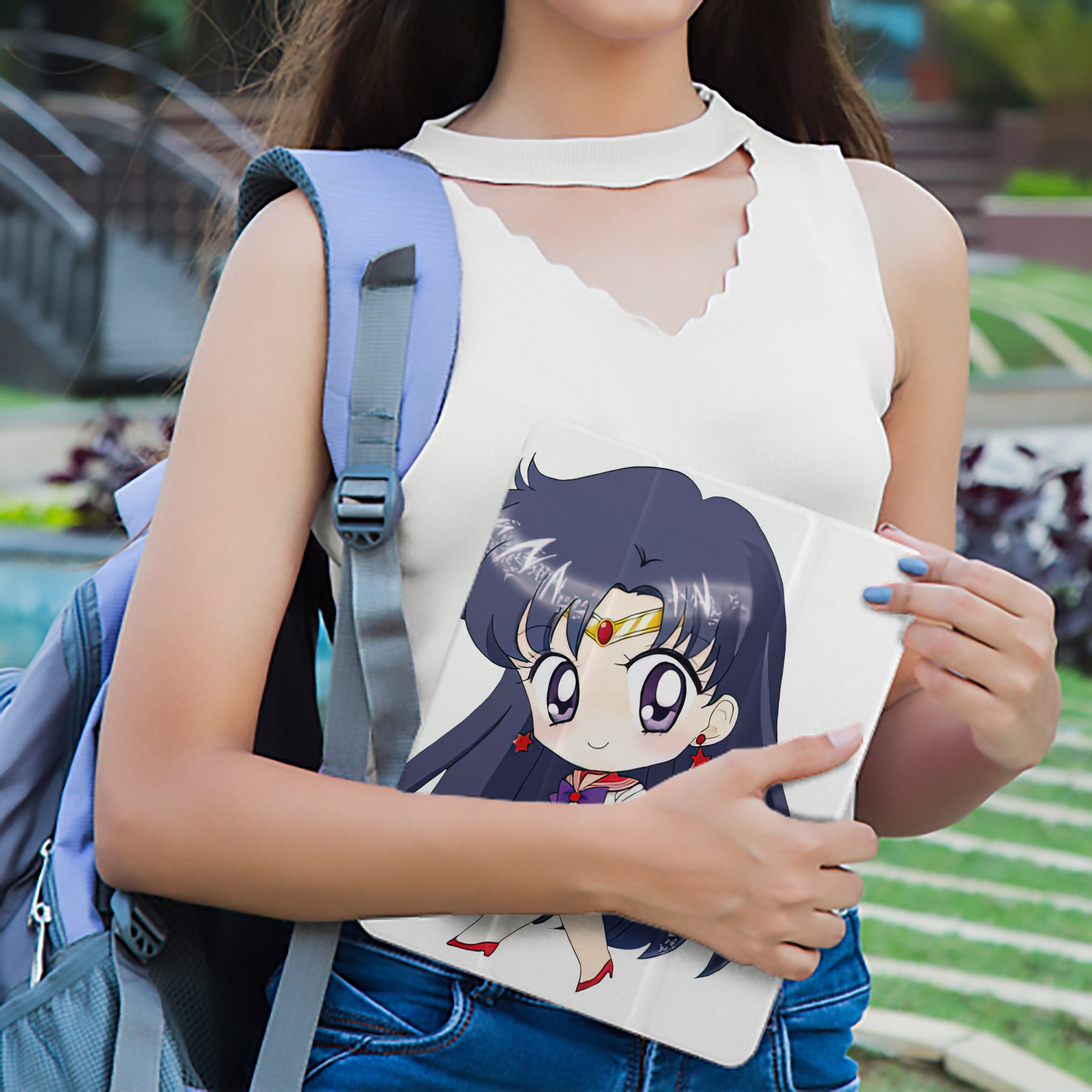 美少女戦士セーラームーン 火野レイ ひの レイ Sailor Moon Hino Rei （セーラーマーズ,Sailor Mars） IPad ケース ペン収納付き 三つ折りスタンド PUレザー×シリコン 対応機種9.5/10.5/10.9インチ