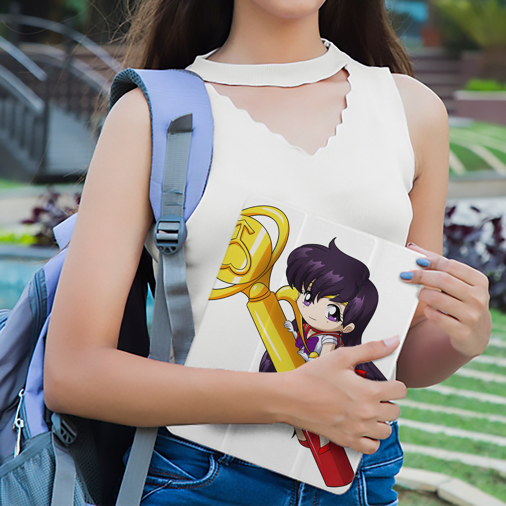美少女戦士セーラームーン 火野レイ ひの レイ Sailor Moon Hino Rei （セーラーマーズ,Sailor Mars） IPad ケース ペン収納付き 三つ折りスタンド PUレザー×シリコン 対応機種9.5/10.5/10.9インチ