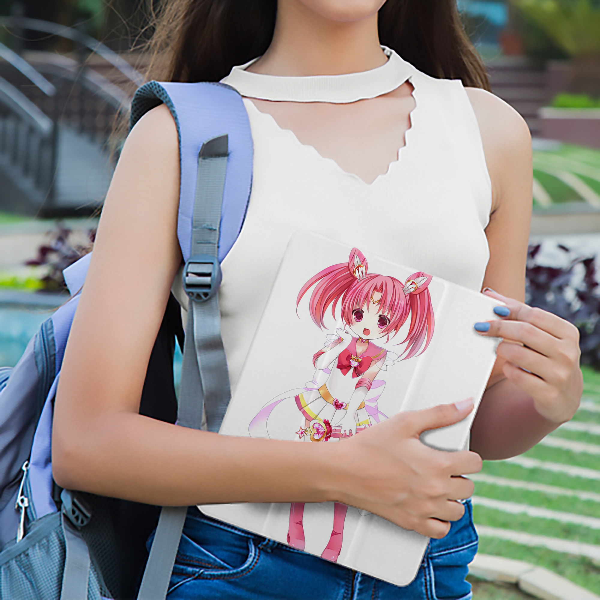 美少女戦士セーラームーン ちびうさ Sailor Moon Chibiusa Tsukino Usagi Small Lady Serenity IPad ケース ペン収納付き 三つ折りスタンド PUレザー×シリコン 対応機種9.5/10.5/10.9インチ