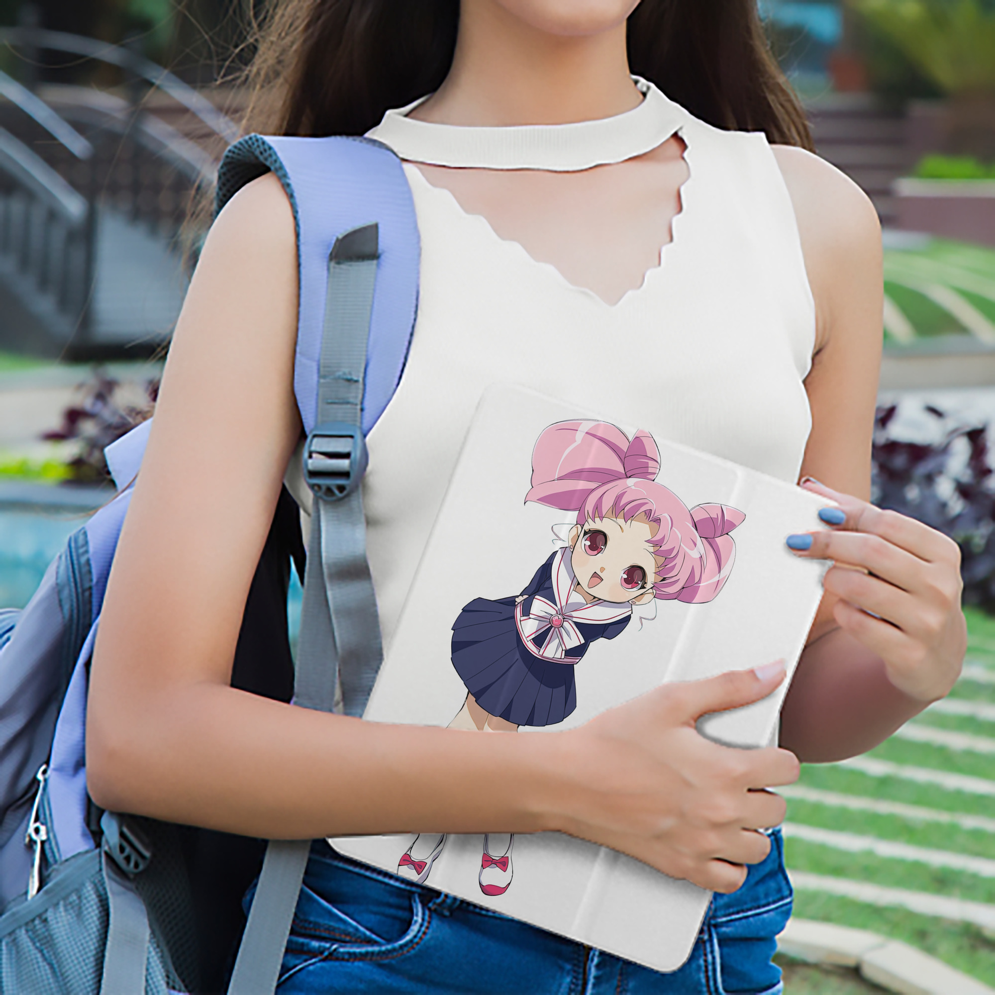 美少女戦士セーラームーン ちびうさ Sailor Moon Chibiusa Tsukino Usagi Small Lady Serenity IPad ケース ペン収納付き 三つ折りスタンド PUレザー×シリコン 対応機種9.5/10.5/10.9インチ