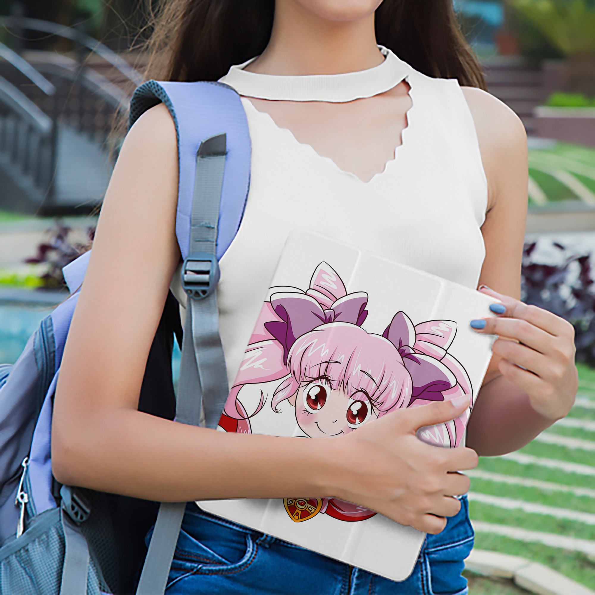 美少女戦士セーラームーン ちびうさ Sailor Moon Chibiusa Tsukino Usagi Small Lady Serenity IPad ケース ペン収納付き 三つ折りスタンド PUレザー×シリコン 対応機種9.5/10.5/10.9インチ