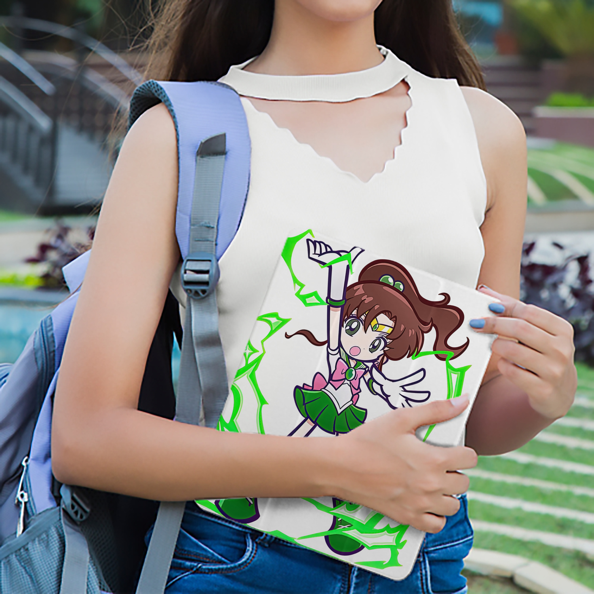 美少女戦士セーラームーン 木野 まこと きの まこと Sailor Moon Kino Makoto （セーラージュピター；Sailor Jupiter） IPad ケース ペン収納付き 三つ折りスタンド PUレザー×シリコン 対応機種9.5/10.5/10.9インチ