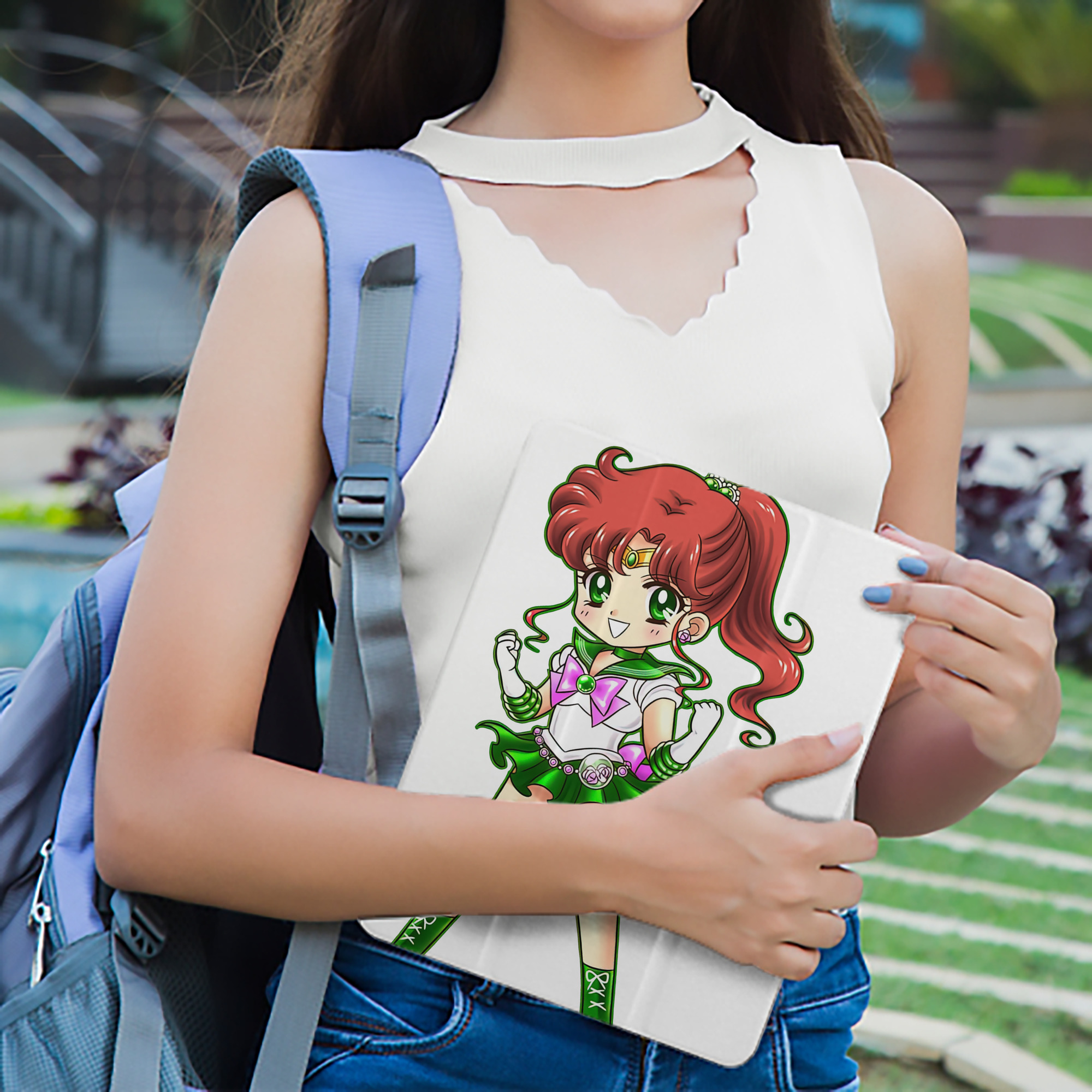 美少女戦士セーラームーン 木野 まこと きの まこと Sailor Moon Kino Makoto （セーラージュピター；Sailor Jupiter） IPad ケース ペン収納付き 三つ折りスタンド PUレザー×シリコン 対応機種9.5/10.5/10.9インチ