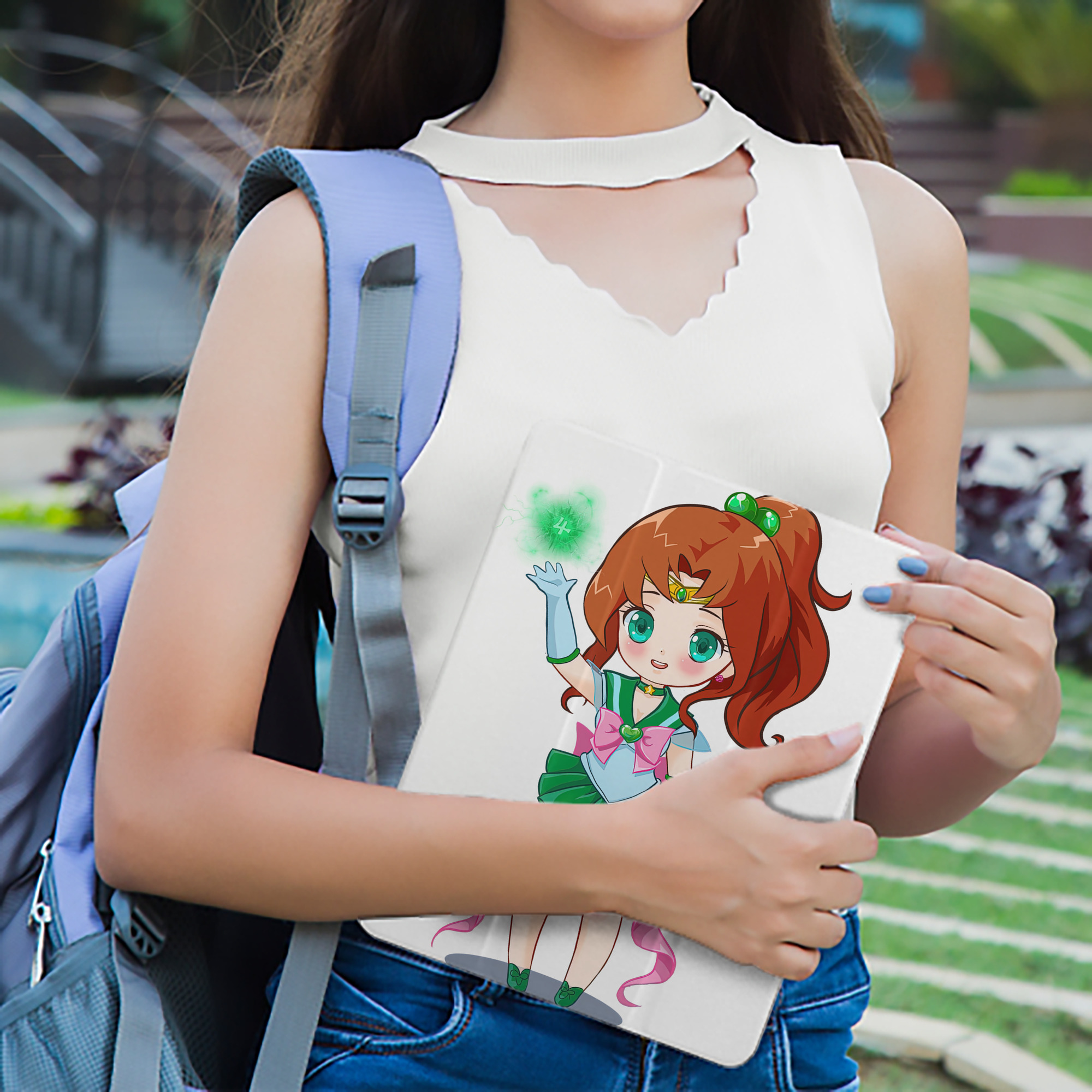 美少女戦士セーラームーン 木野 まこと きの まこと Sailor Moon Kino Makoto （セーラージュピター；Sailor Jupiter） IPad ケース ペン収納付き 三つ折りスタンド PUレザー×シリコン 対応機種9.5/10.5/10.9インチ