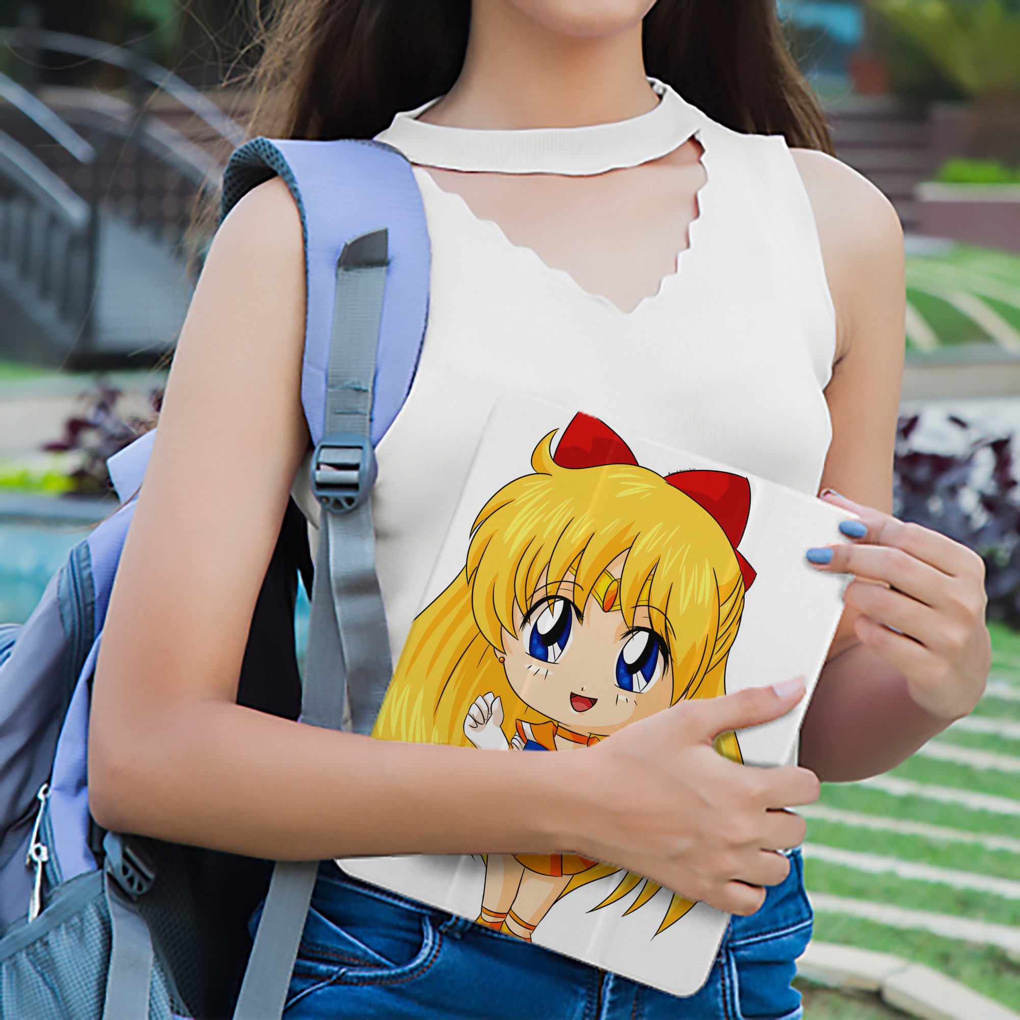 美少女戦士セーラームーン 愛野 美奈子 あいの みなこ Sailor Moon Aino Minako IPad ケース ペン収納付き 三つ折りスタンド PUレザー×シリコン 対応機種9.5/10.5/10.9インチ