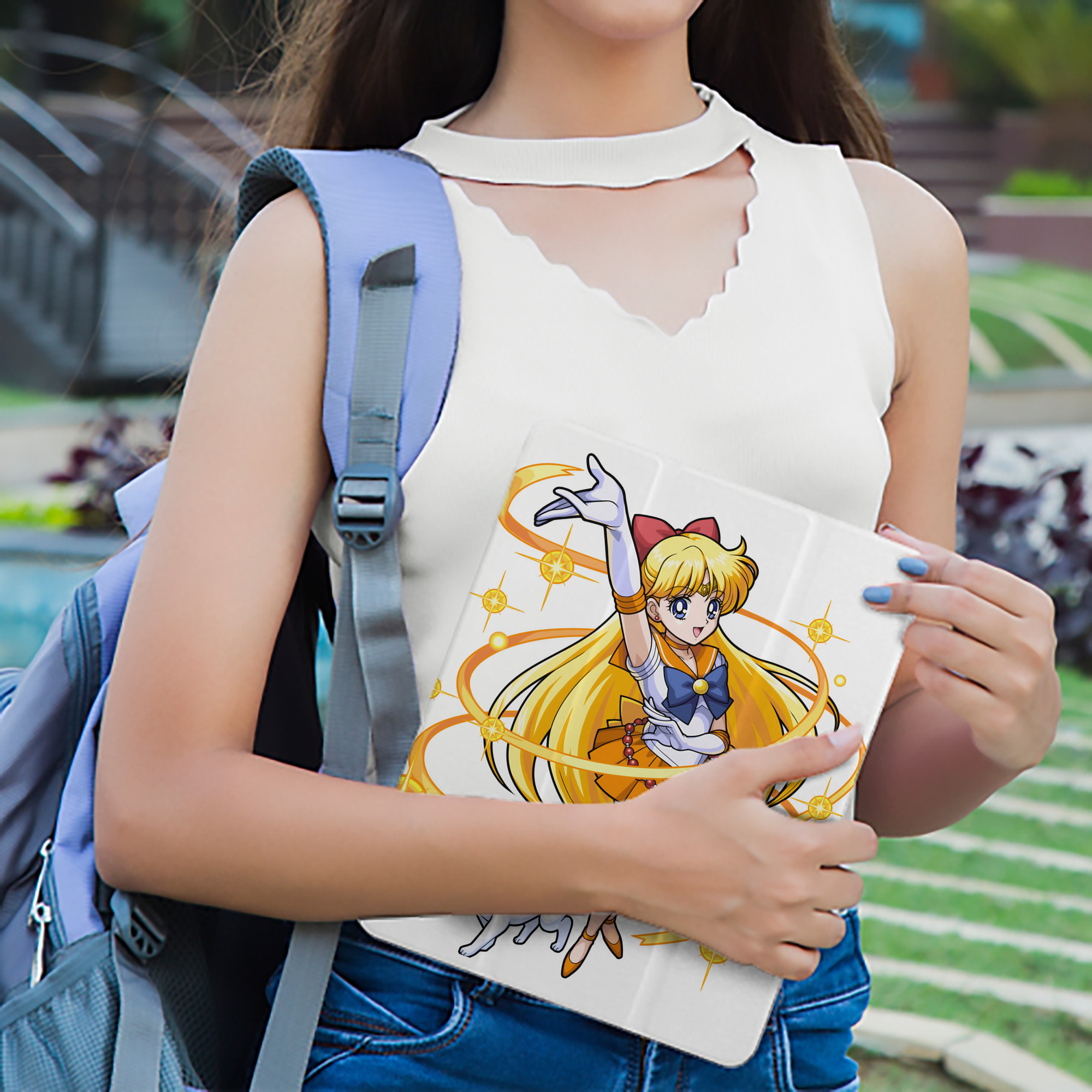 美少女戦士セーラームーン 愛野 美奈子 あいの みなこ Sailor Moon Aino Minako IPad ケース ペン収納付き 三つ折りスタンド PUレザー×シリコン 対応機種9.5/10.5/10.9インチ