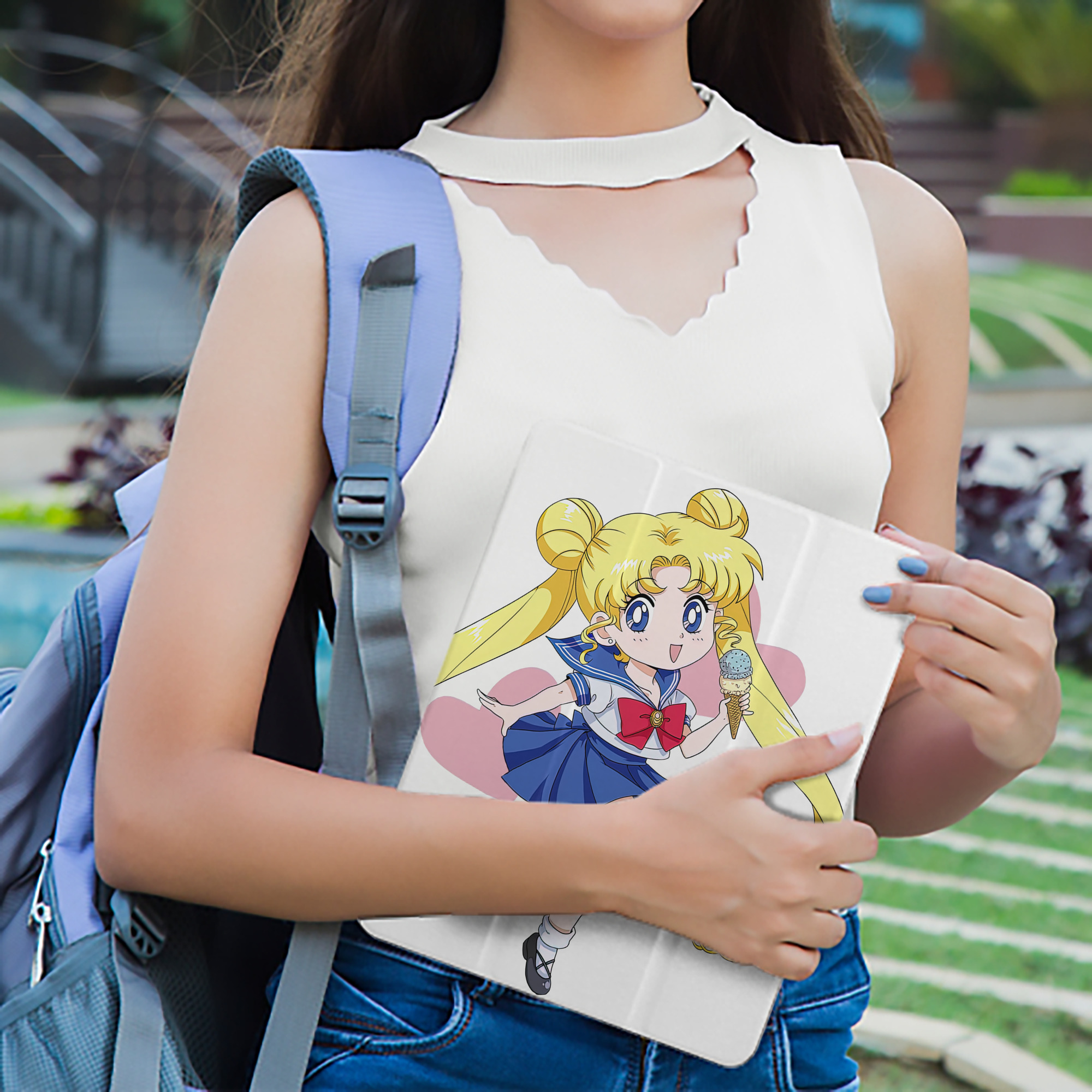 美少女戦士セーラームーン 愛野 美奈子 あいの みなこ Sailor Moon Aino Minako IPad ケース ペン収納付き 三つ折りスタンド PUレザー×シリコン 対応機種9.5/10.5/10.9インチ
