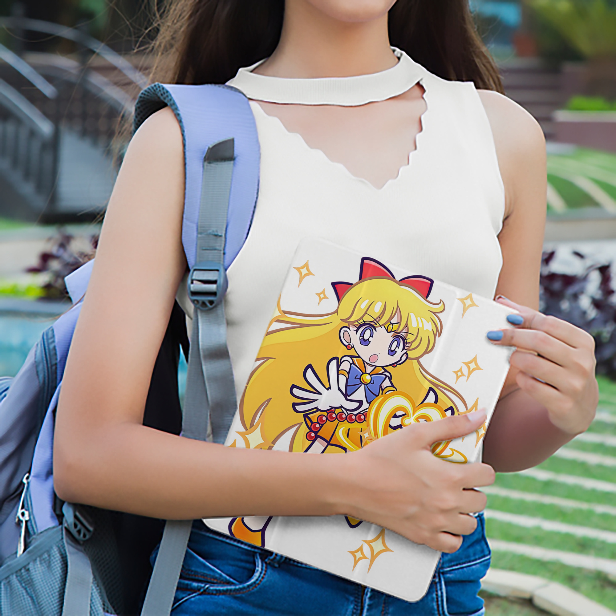 美少女戦士セーラームーン 愛野 美奈子 あいの みなこ Sailor Moon Aino Minako IPad ケース ペン収納付き 三つ折りスタンド PUレザー×シリコン 対応機種9.5/10.5/10.9インチ