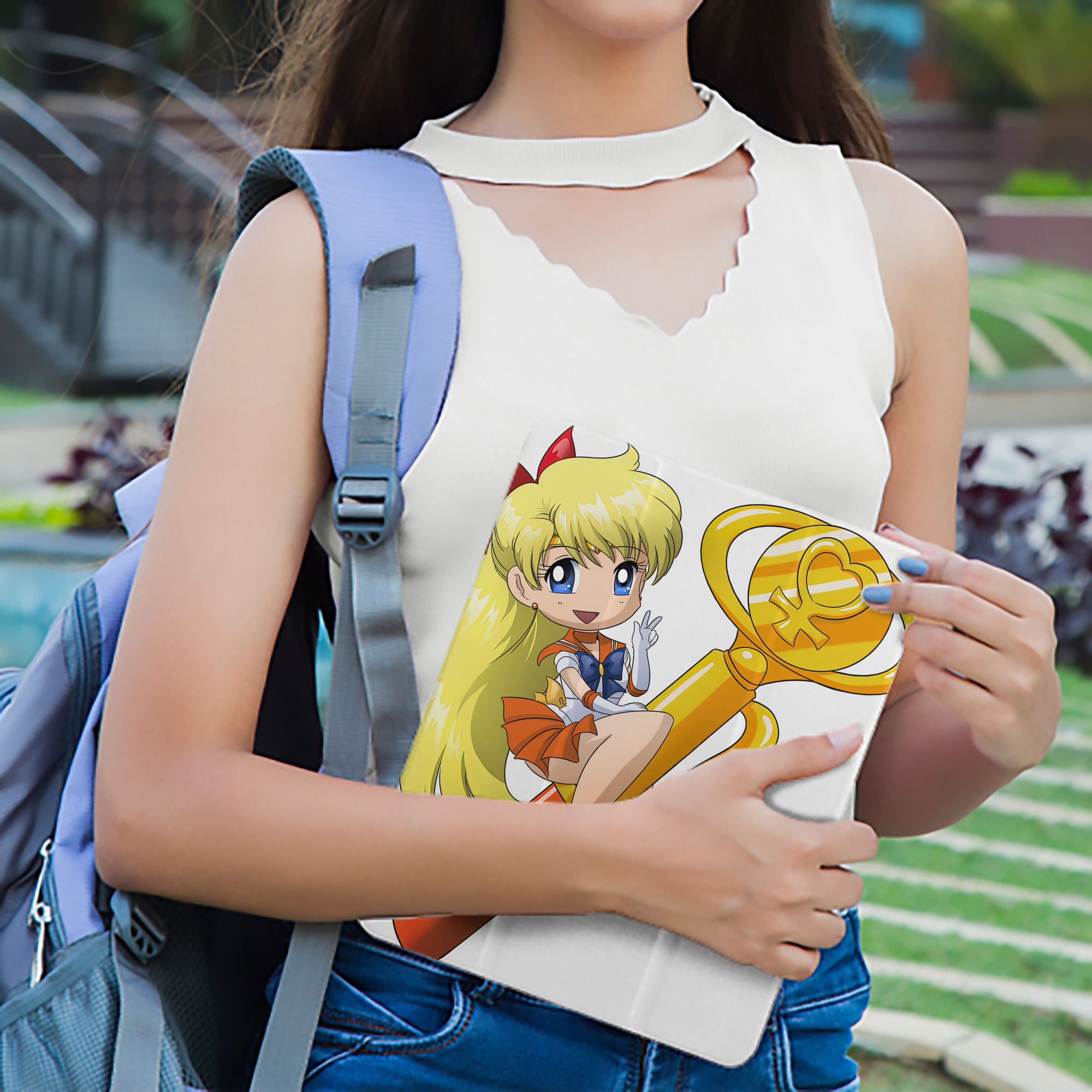 美少女戦士セーラームーン 愛野 美奈子 あいの みなこ Sailor Moon Aino Minako IPad ケース ペン収納付き 三つ折りスタンド PUレザー×シリコン 対応機種9.5/10.5/10.9インチ