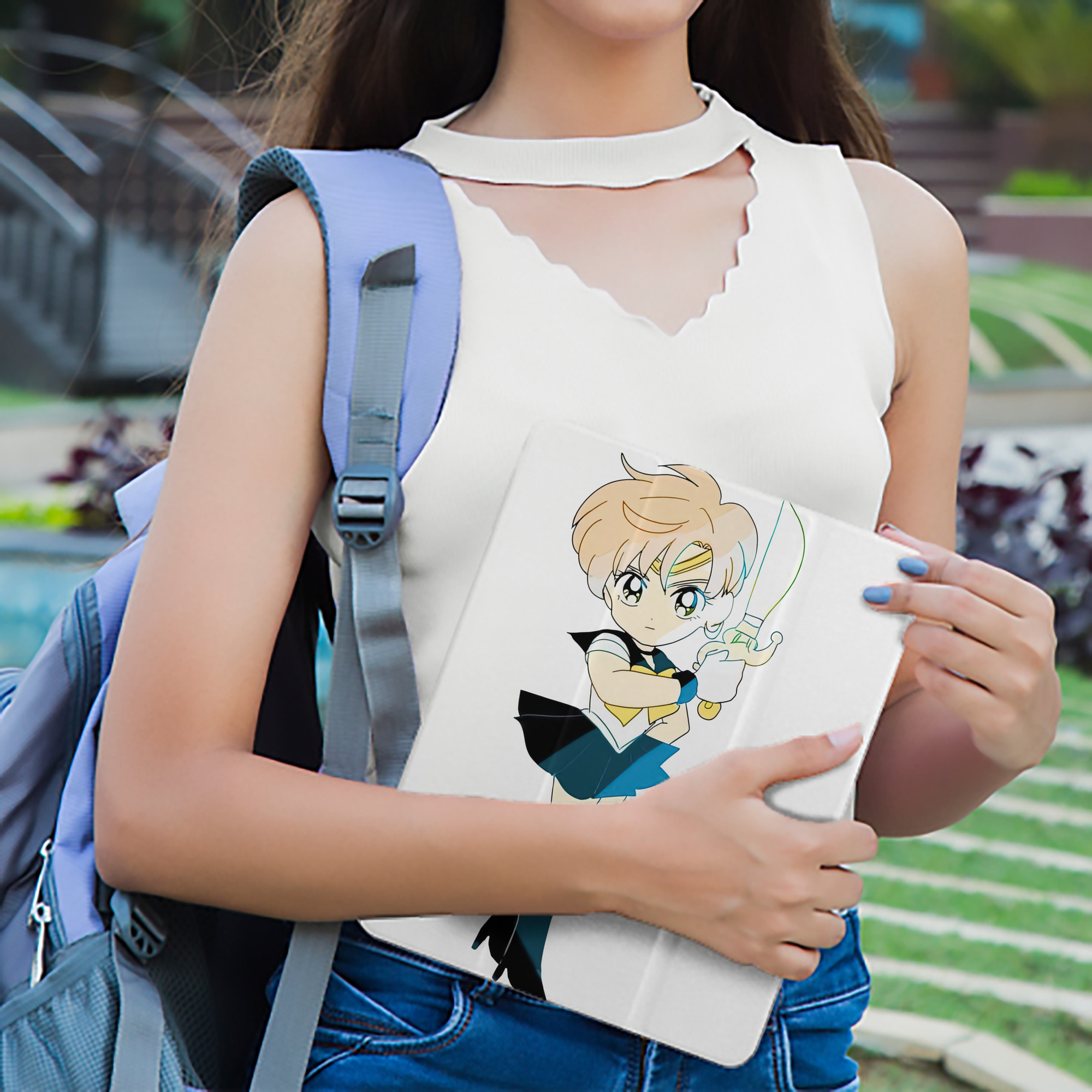 美少女戦士セーラームーン 天王はるか Sailor Moon Tenoh Haruka IPad ケース ペン収納付き 三つ折りスタンド PUレザー×シリコン 対応機種9.5/10.5/10.9インチ