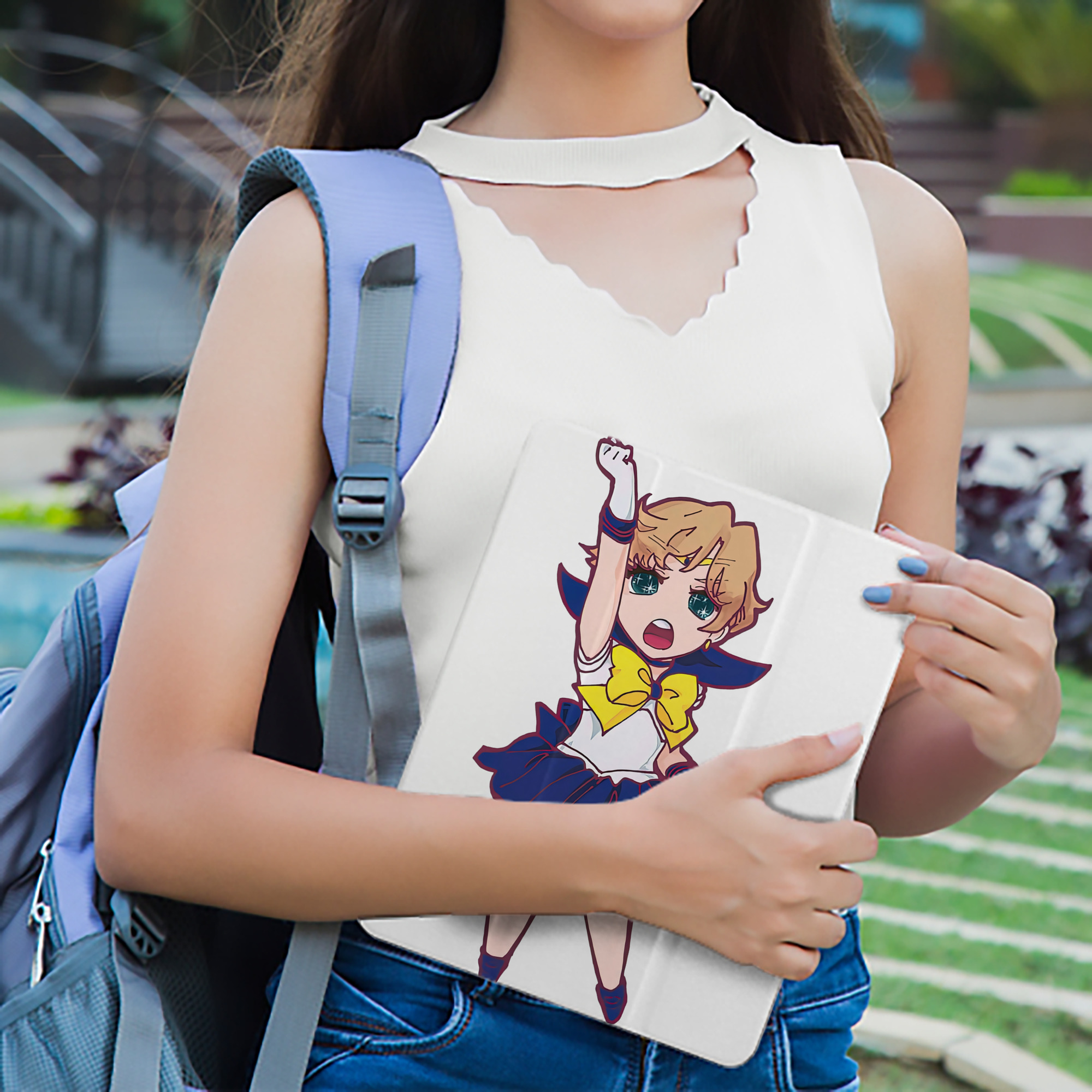 美少女戦士セーラームーン 天王はるか Sailor Moon Tenoh Haruka IPad ケース ペン収納付き 三つ折りスタンド PUレザー×シリコン 対応機種9.5/10.5/10.9インチ