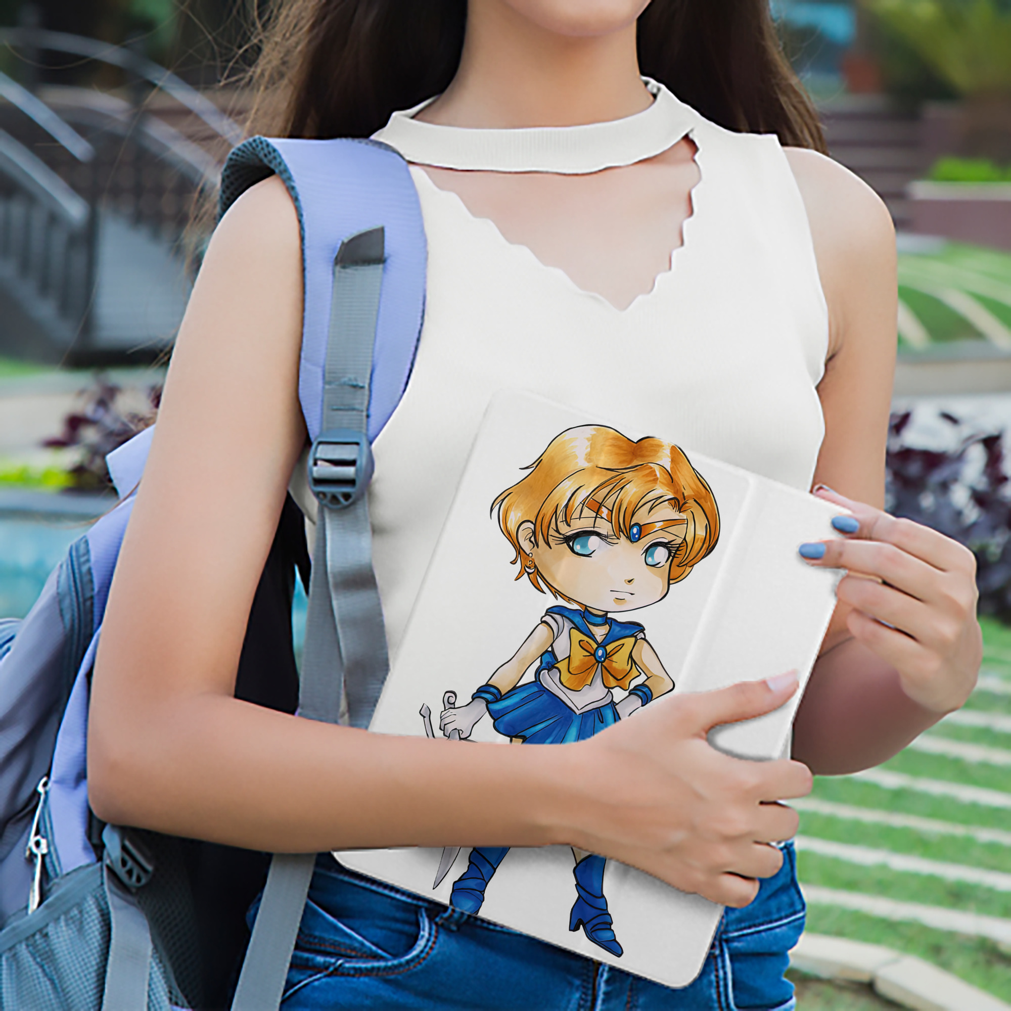 美少女戦士セーラームーン 天王はるか Sailor Moon Tenoh Haruka IPad ケース ペン収納付き 三つ折りスタンド PUレザー×シリコン 対応機種9.5/10.5/10.9インチ