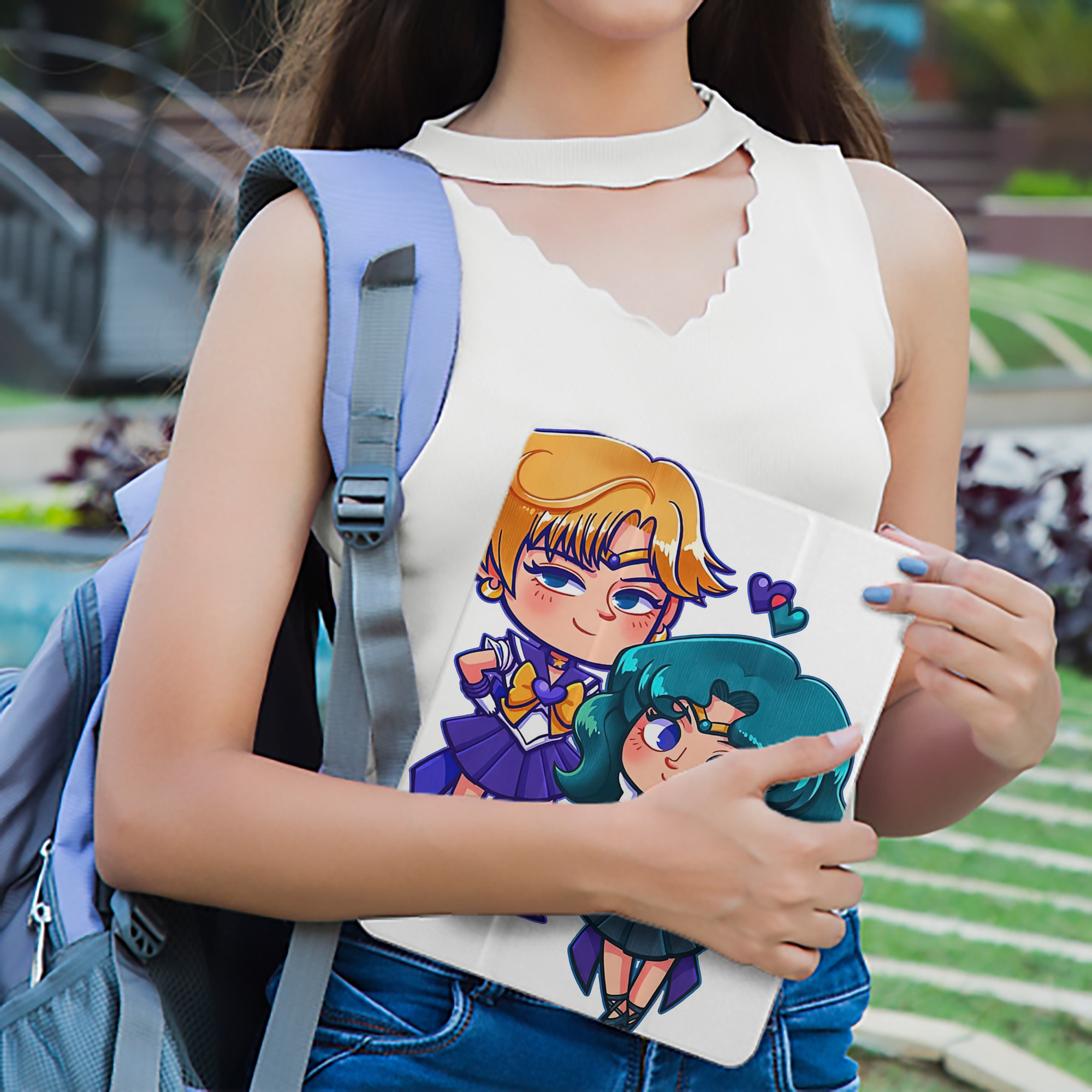 美少女戦士セーラームーン 天王はるか Sailor Moon Tenoh Haruka IPad ケース ペン収納付き 三つ折りスタンド PUレザー×シリコン 対応機種9.5/10.5/10.9インチ