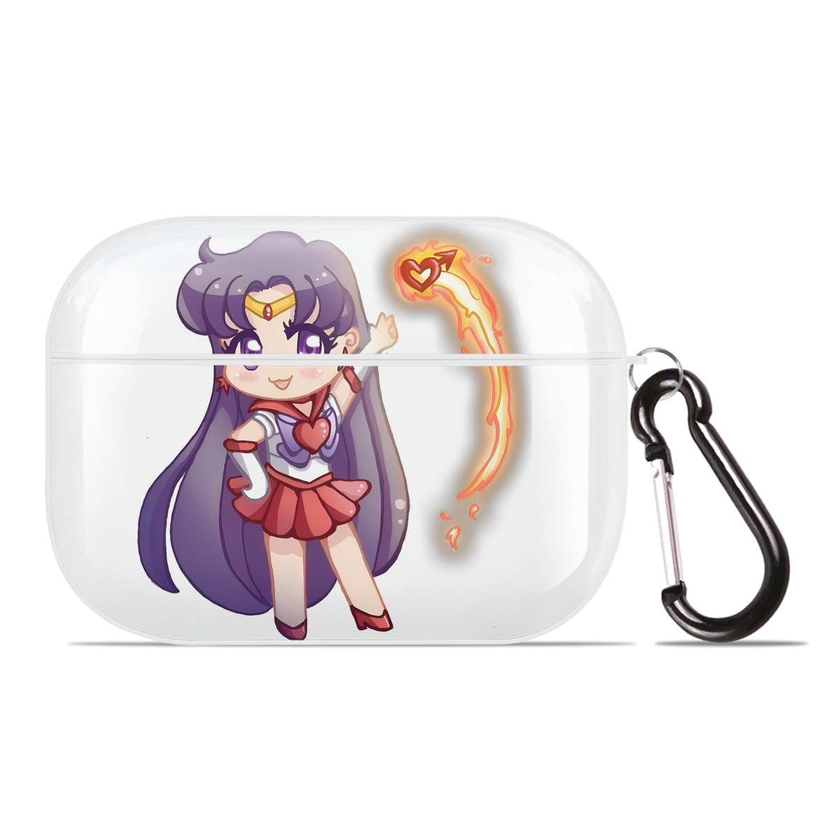 （画像用） 美少女戦士セーラームーン 火野レイ ひの レイ Sailor Moon Hino Rei （セーラーマーズ,Sailor Mars） 【AirPods Pro用】ハードシェル保護ケース 耐衝撃・防指紋・カラビナ付き商品仕様