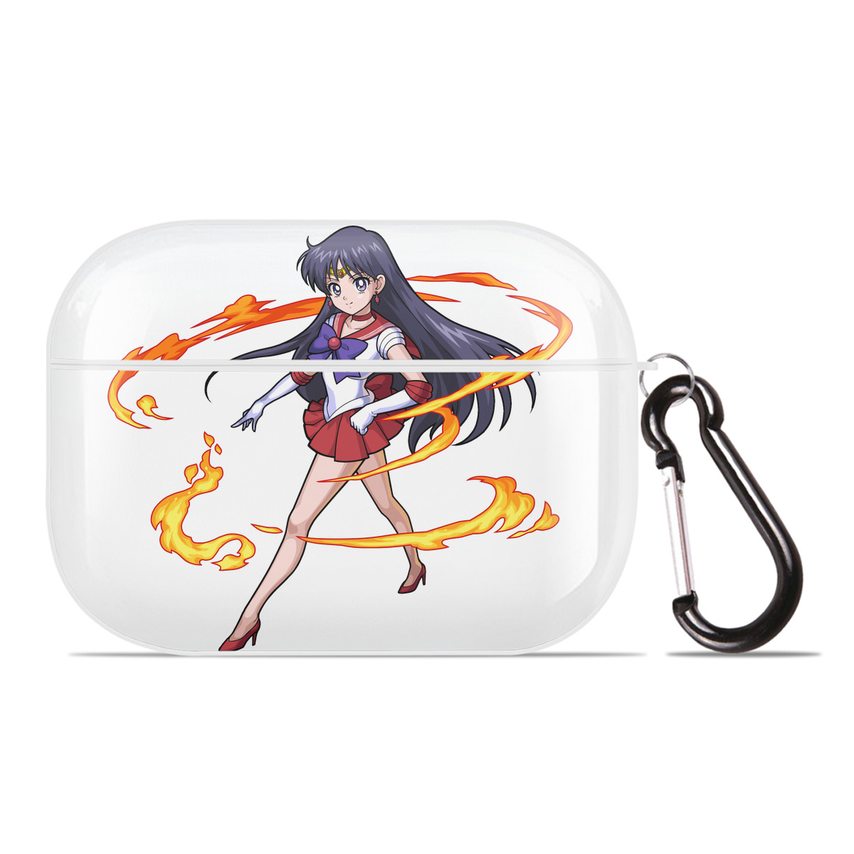 （画像用） 美少女戦士セーラームーン 火野レイ ひの レイ Sailor Moon Hino Rei （セーラーマーズ,Sailor Mars） 【AirPods Pro用】ハードシェル保護ケース 耐衝撃・防指紋・カラビナ付き商品仕様