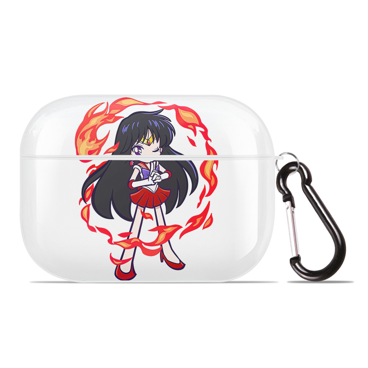 （画像用） 美少女戦士セーラームーン 火野レイ ひの レイ Sailor Moon Hino Rei （セーラーマーズ,Sailor Mars） 【AirPods Pro用】ハードシェル保護ケース 耐衝撃・防指紋・カラビナ付き商品仕様