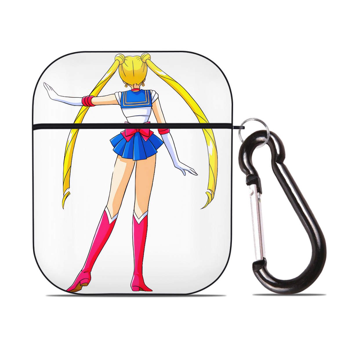 （画像用） 美少女戦士セーラームーン 月野 うさぎ つきの うさぎ Sailor Moon Tsukino Usagi AirPods 第2世代保護ケース ハードシェル ブラック 耐衝撃・防指紋・カラビナ付き