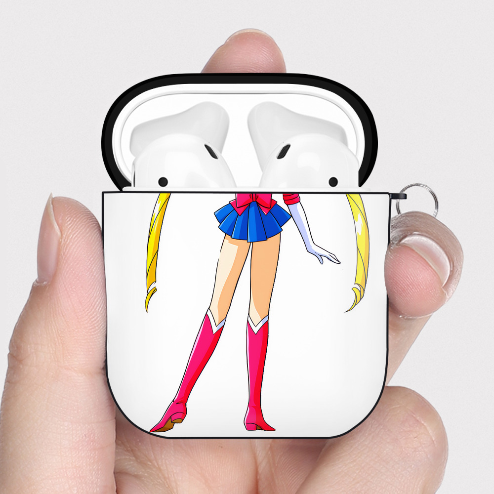 （画像用） 美少女戦士セーラームーン 月野 うさぎ つきの うさぎ Sailor Moon Tsukino Usagi AirPods 第2世代保護ケース ハードシェル ブラック 耐衝撃・防指紋・カラビナ付き
