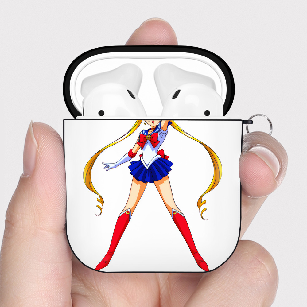 （画像用） 美少女戦士セーラームーン 月野 うさぎ つきの うさぎ Sailor Moon Tsukino Usagi AirPods 第2世代保護ケース ハードシェル ブラック 耐衝撃・防指紋・カラビナ付き