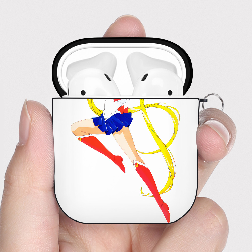 （画像用） 美少女戦士セーラームーン 月野 うさぎ つきの うさぎ Sailor Moon Tsukino Usagi AirPods 第2世代保護ケース ハードシェル ブラック 耐衝撃・防指紋・カラビナ付き