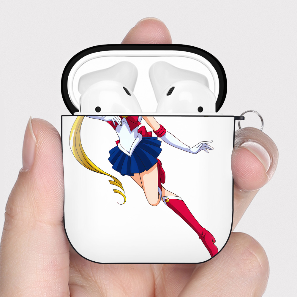 （画像用） 美少女戦士セーラームーン 月野 うさぎ つきの うさぎ Sailor Moon Tsukino Usagi AirPods 第2世代保護ケース ハードシェル ブラック 耐衝撃・防指紋・カラビナ付き