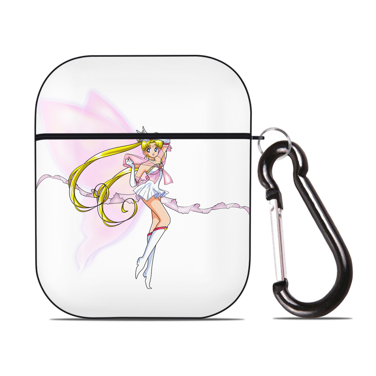 （画像用） 美少女戦士セーラームーン 月野 うさぎ つきの うさぎ Sailor Moon Tsukino Usagi AirPods 第2世代保護ケース ハードシェル ブラック 耐衝撃・防指紋・カラビナ付き