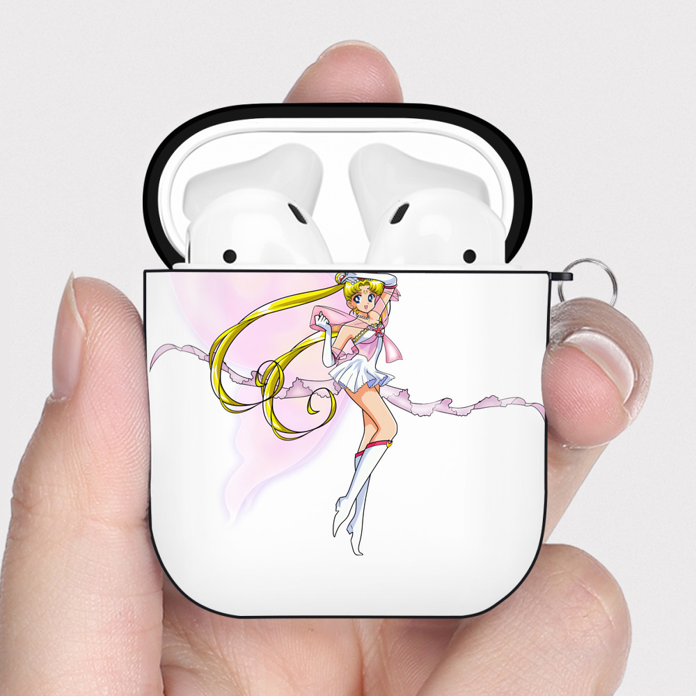 （画像用） 美少女戦士セーラームーン 月野 うさぎ つきの うさぎ Sailor Moon Tsukino Usagi AirPods 第2世代保護ケース ハードシェル ブラック 耐衝撃・防指紋・カラビナ付き