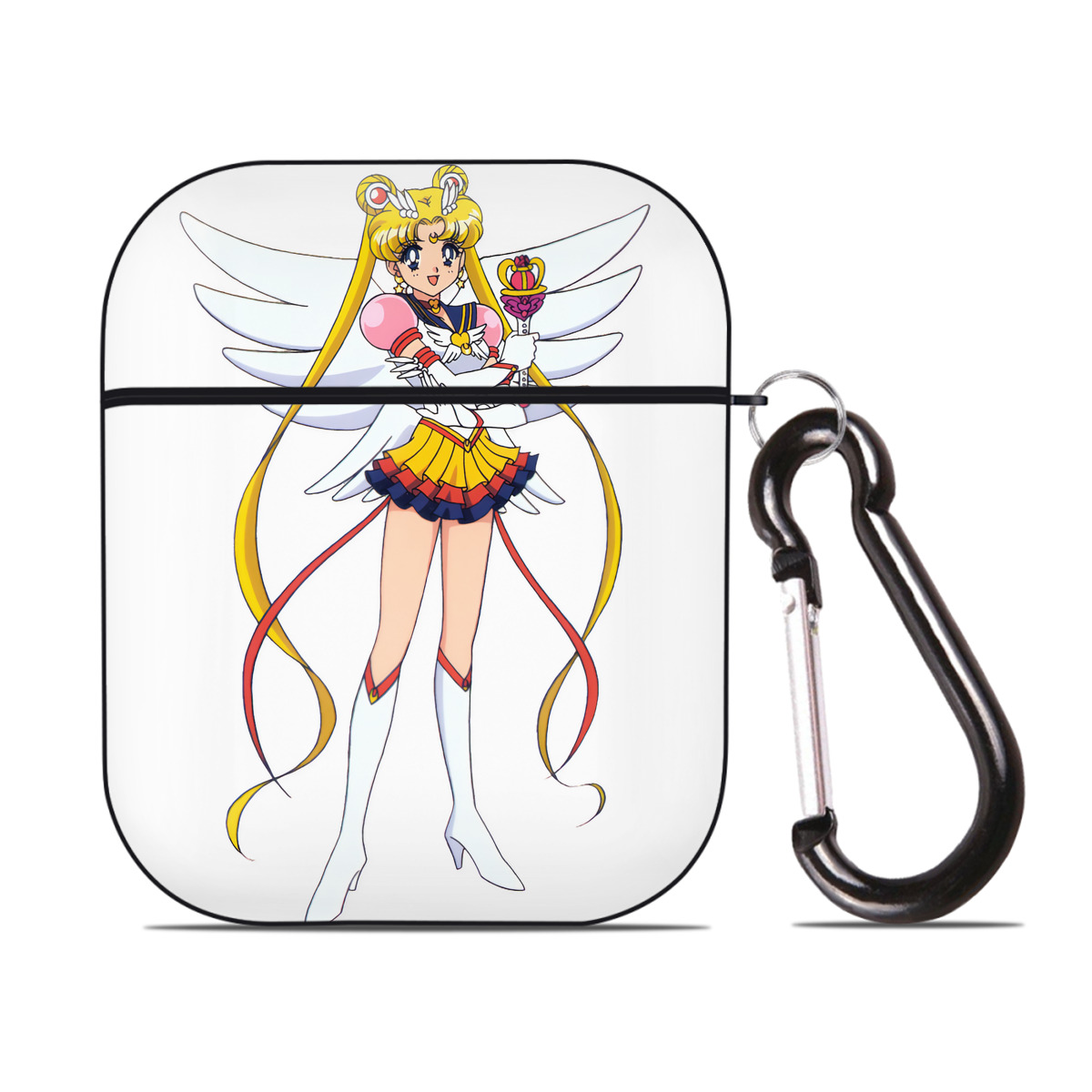 （画像用） 美少女戦士セーラームーン 月野 うさぎ つきの うさぎ Sailor Moon Tsukino Usagi AirPods 第2世代保護ケース ハードシェル ブラック 耐衝撃・防指紋・カラビナ付き