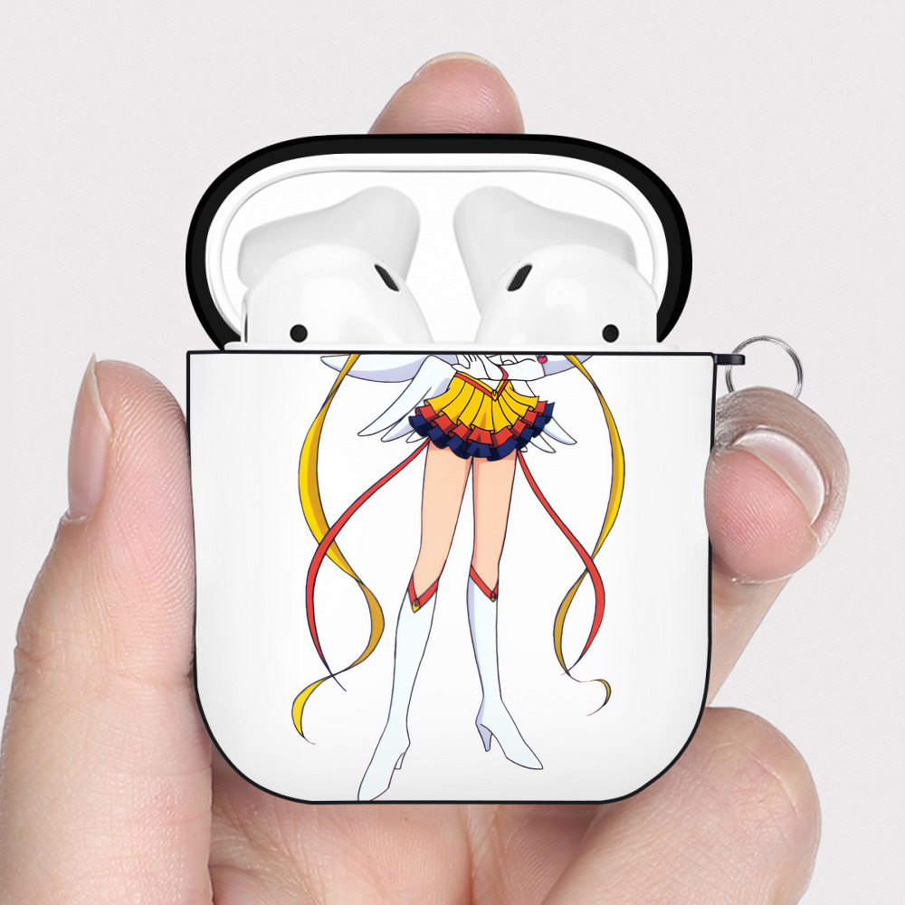 （画像用） 美少女戦士セーラームーン 月野 うさぎ つきの うさぎ Sailor Moon Tsukino Usagi AirPods 第2世代保護ケース ハードシェル ブラック 耐衝撃・防指紋・カラビナ付き