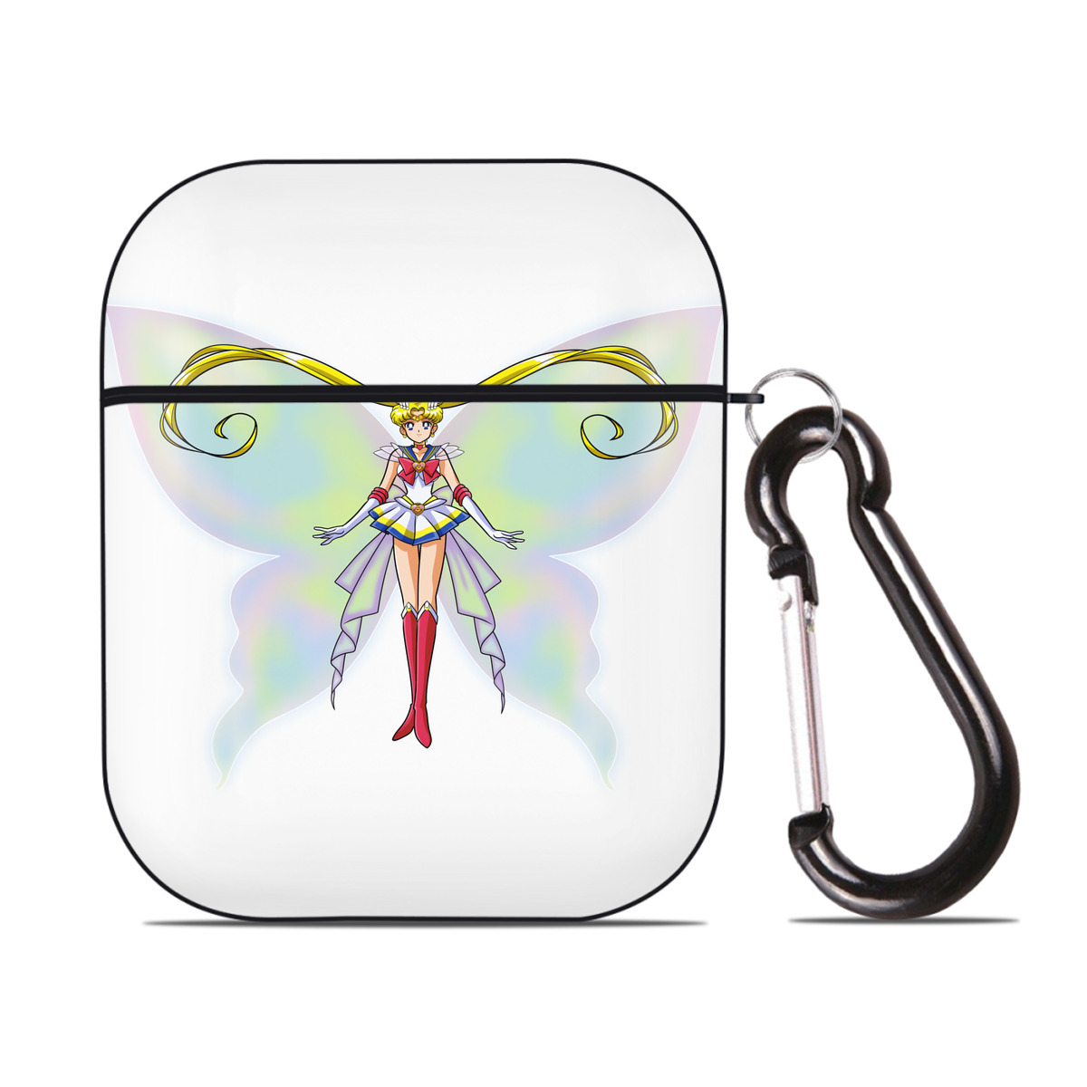 （画像用） 美少女戦士セーラームーン 月野 うさぎ つきの うさぎ Sailor Moon Tsukino Usagi AirPods 第2世代保護ケース ハードシェル ブラック 耐衝撃・防指紋・カラビナ付き