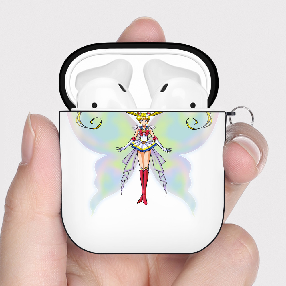 （画像用） 美少女戦士セーラームーン 月野 うさぎ つきの うさぎ Sailor Moon Tsukino Usagi AirPods 第2世代保護ケース ハードシェル ブラック 耐衝撃・防指紋・カラビナ付き