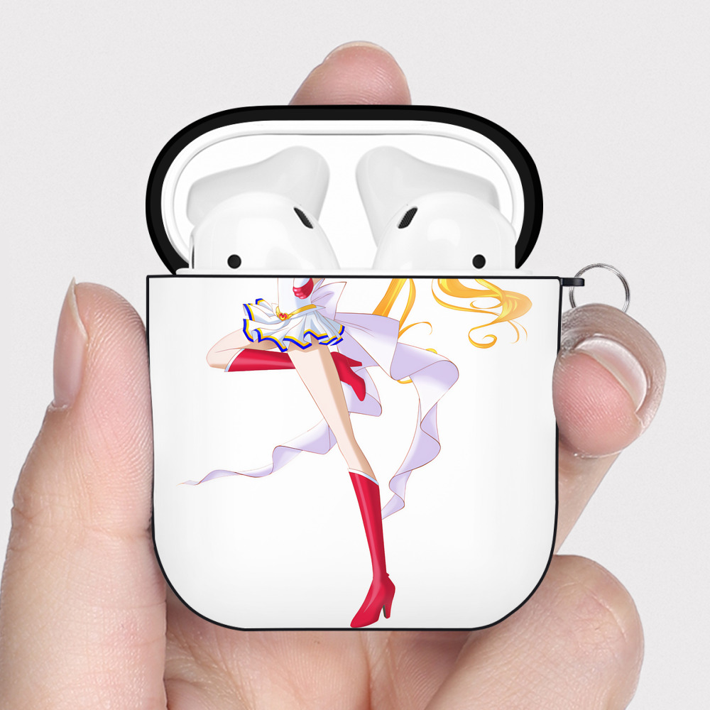 （画像用） 美少女戦士セーラームーン 月野 うさぎ つきの うさぎ Sailor Moon Tsukino Usagi AirPods 第2世代保護ケース ハードシェル ブラック 耐衝撃・防指紋・カラビナ付き