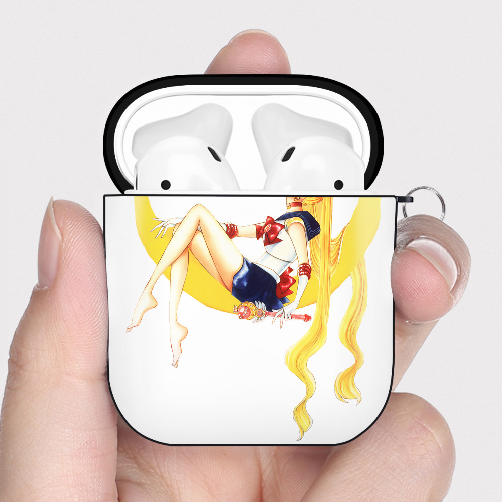（画像用） 美少女戦士セーラームーン 月野 うさぎ つきの うさぎ Sailor Moon Tsukino Usagi AirPods 第2世代保護ケース ハードシェル ブラック 耐衝撃・防指紋・カラビナ付き