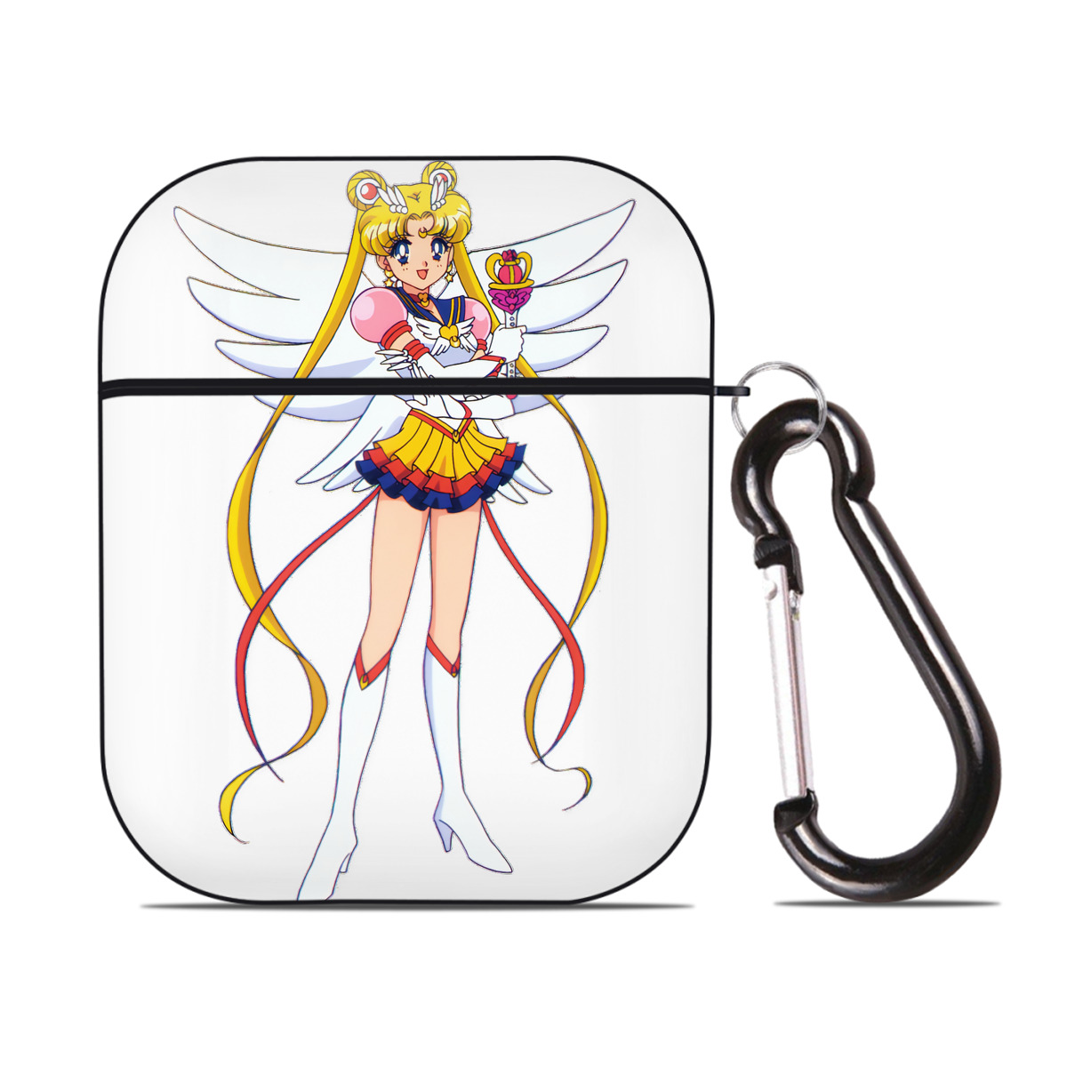 （画像用） 美少女戦士セーラームーン 月野 うさぎ つきの うさぎ Sailor Moon Tsukino Usagi AirPods 第2世代保護ケース ハードシェル ブラック 耐衝撃・防指紋・カラビナ付き