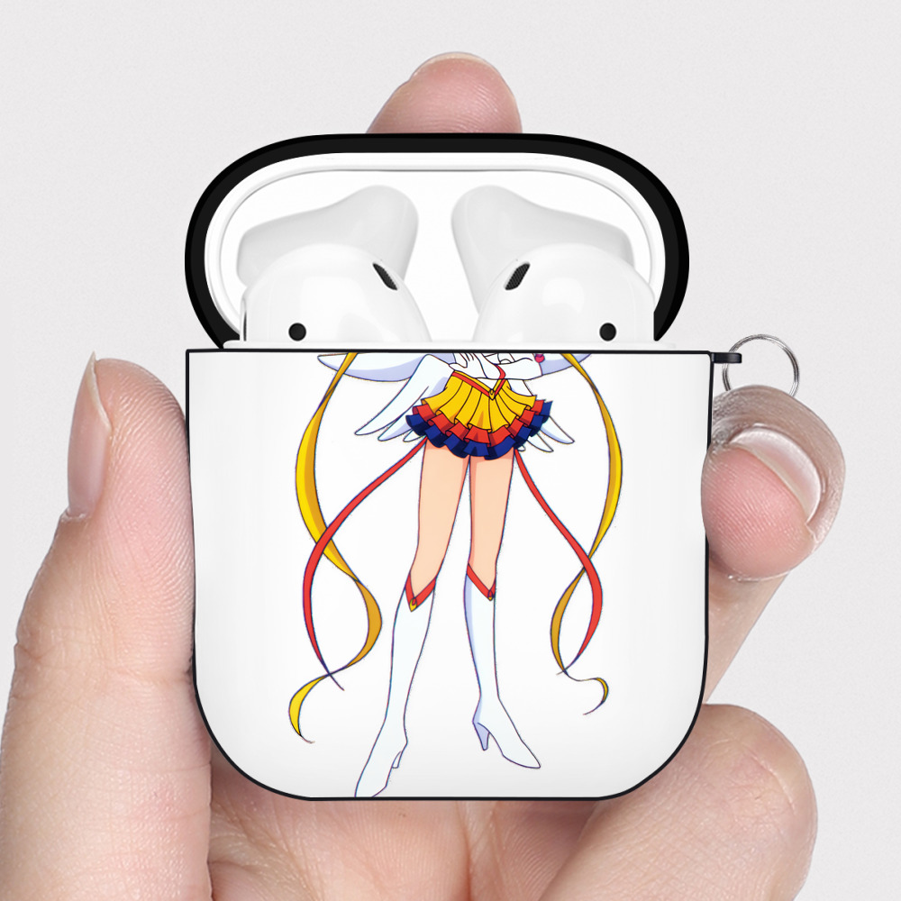（画像用） 美少女戦士セーラームーン 月野 うさぎ つきの うさぎ Sailor Moon Tsukino Usagi AirPods 第2世代保護ケース ハードシェル ブラック 耐衝撃・防指紋・カラビナ付き