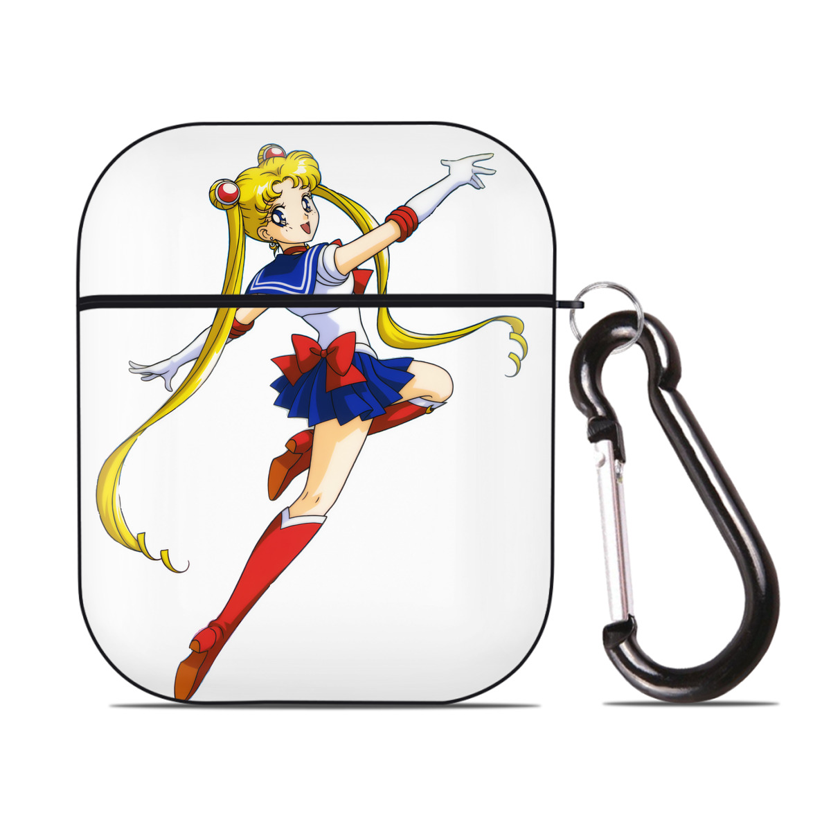 （画像用） 美少女戦士セーラームーン 月野 うさぎ つきの うさぎ Sailor Moon Tsukino Usagi AirPods 第2世代保護ケース ハードシェル ブラック 耐衝撃・防指紋・カラビナ付き