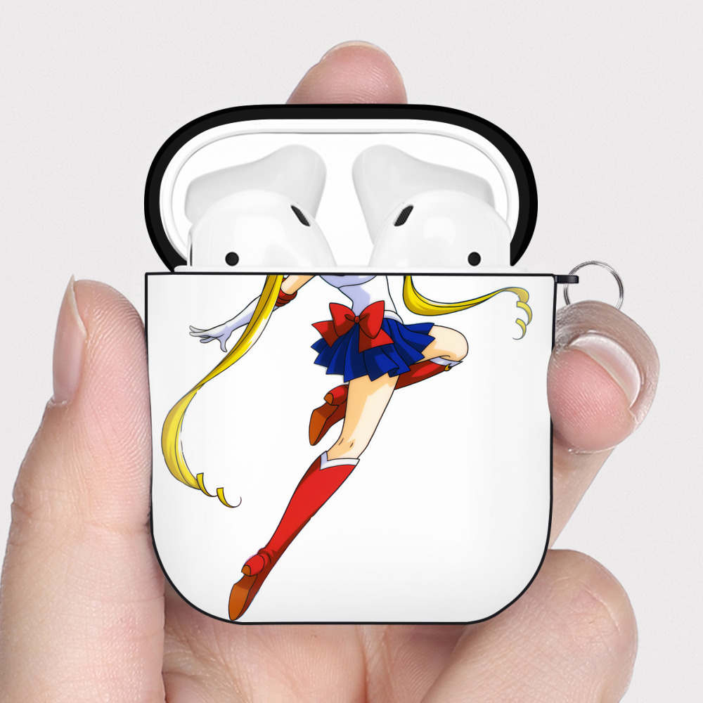 （画像用） 美少女戦士セーラームーン 月野 うさぎ つきの うさぎ Sailor Moon Tsukino Usagi AirPods 第2世代保護ケース ハードシェル ブラック 耐衝撃・防指紋・カラビナ付き