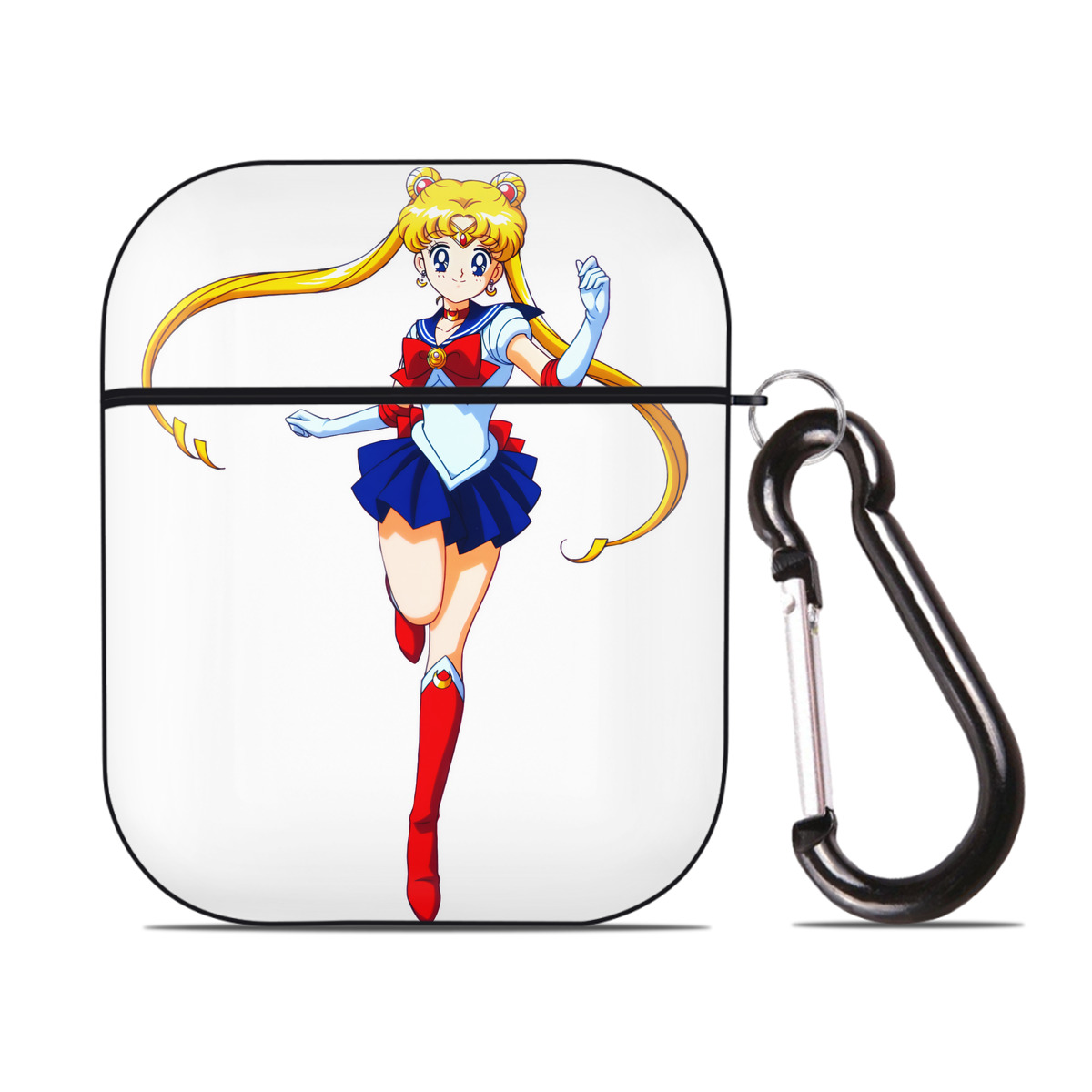 （画像用） 美少女戦士セーラームーン 月野 うさぎ つきの うさぎ Sailor Moon Tsukino Usagi AirPods 第2世代保護ケース ハードシェル ブラック 耐衝撃・防指紋・カラビナ付き
