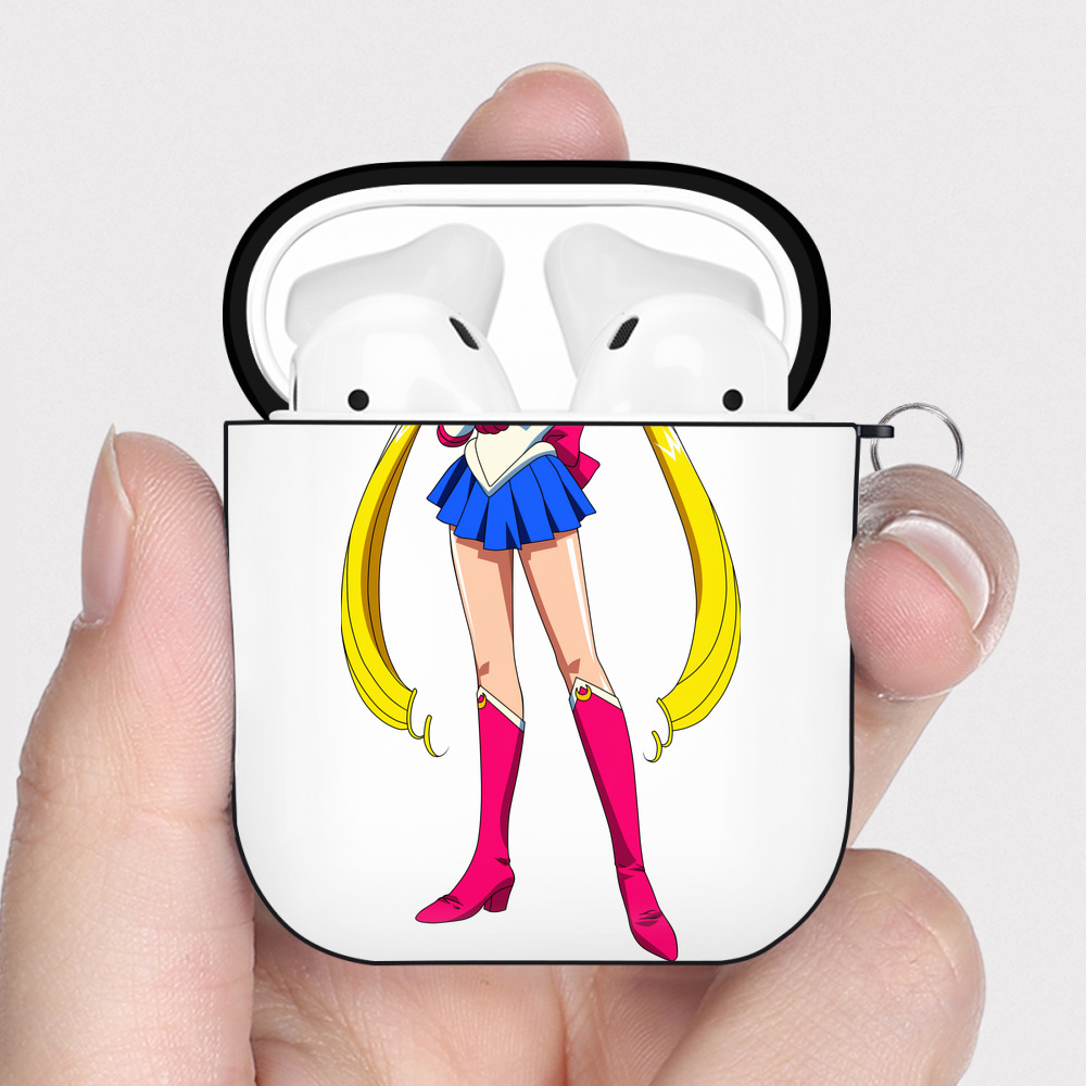 （画像用） 美少女戦士セーラームーン 月野 うさぎ つきの うさぎ Sailor Moon Tsukino Usagi AirPods 第2世代保護ケース ハードシェル ブラック 耐衝撃・防指紋・カラビナ付き