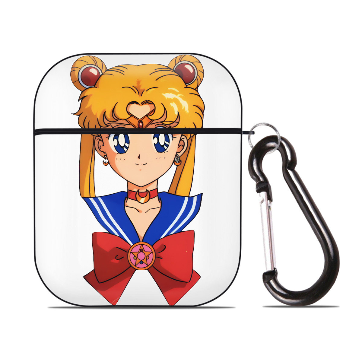 （画像用） 美少女戦士セーラームーン 月野 うさぎ つきの うさぎ Sailor Moon Tsukino Usagi AirPods 第2世代保護ケース ハードシェル ブラック 耐衝撃・防指紋・カラビナ付き