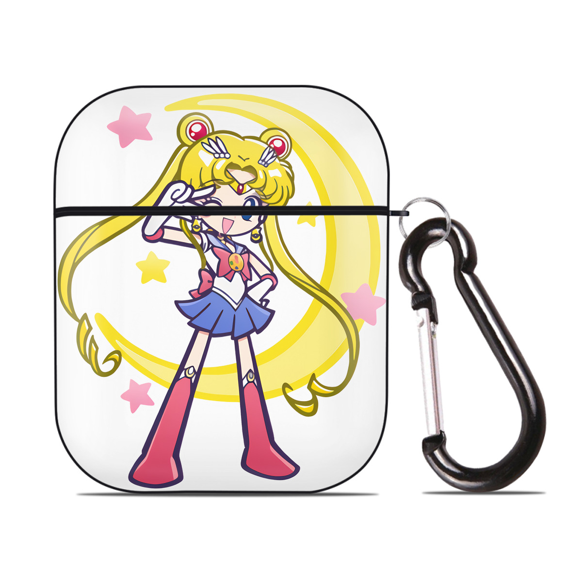 （画像用） 美少女戦士セーラームーン 月野 うさぎ つきの うさぎ Sailor Moon Tsukino Usagi AirPods 第2世代保護ケース ハードシェル ブラック 耐衝撃・防指紋・カラビナ付き