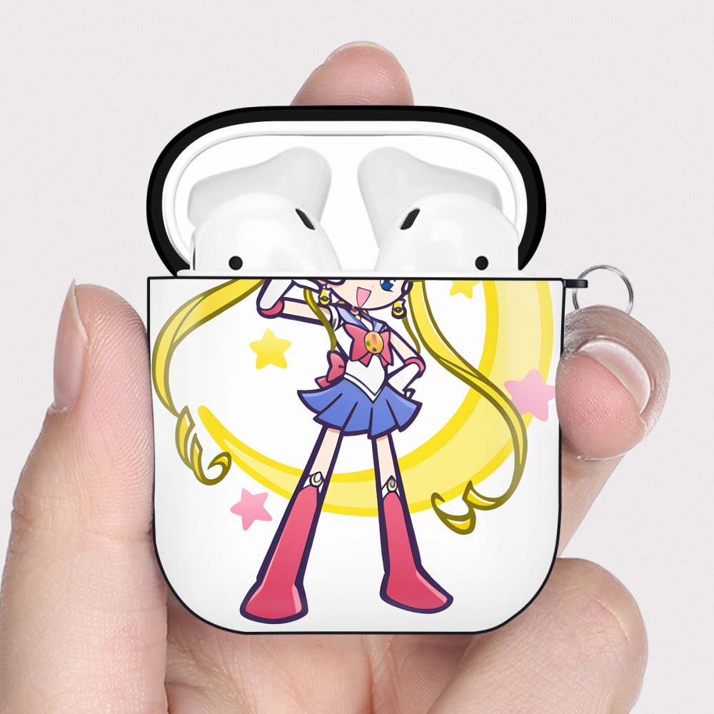 （画像用） 美少女戦士セーラームーン 月野 うさぎ つきの うさぎ Sailor Moon Tsukino Usagi AirPods 第2世代保護ケース ハードシェル ブラック 耐衝撃・防指紋・カラビナ付き