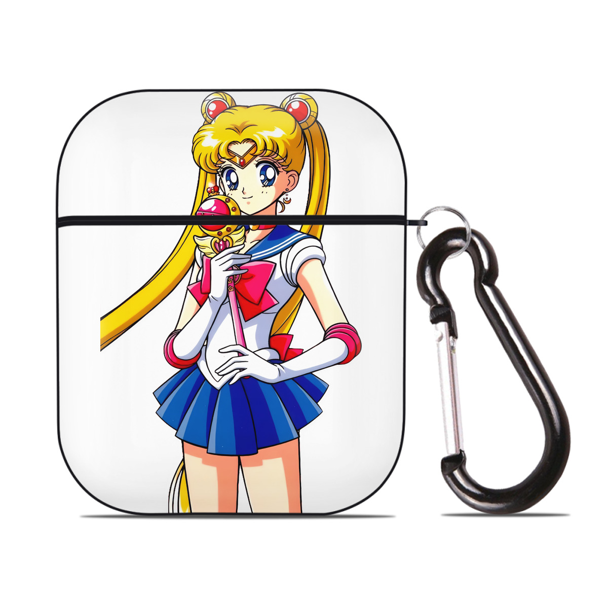 （画像用） 美少女戦士セーラームーン 月野 うさぎ つきの うさぎ Sailor Moon Tsukino Usagi AirPods 第2世代保護ケース ハードシェル ブラック 耐衝撃・防指紋・カラビナ付き
