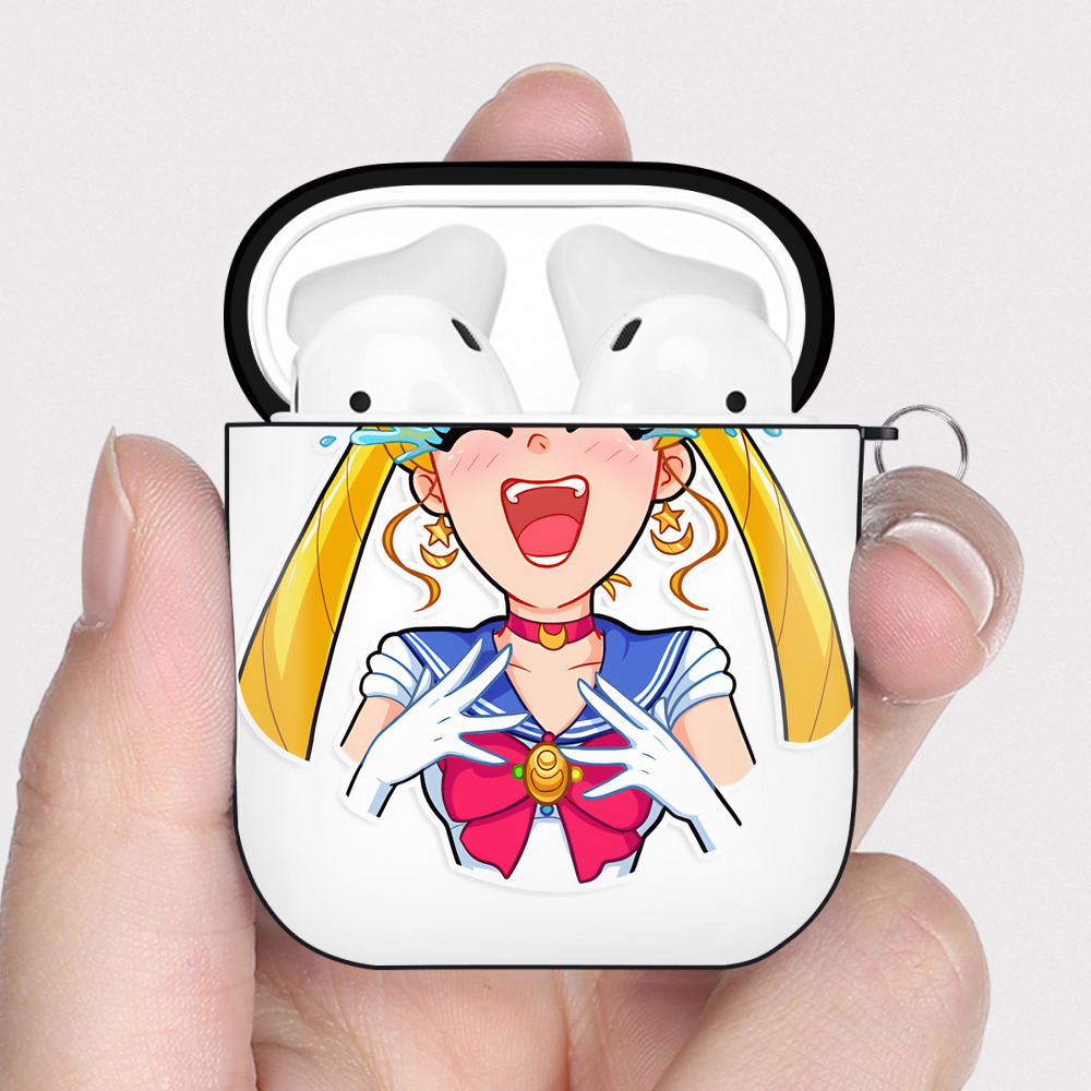 （画像用） 美少女戦士セーラームーン 月野 うさぎ つきの うさぎ Sailor Moon Tsukino Usagi AirPods 第2世代保護ケース ハードシェル ブラック 耐衝撃・防指紋・カラビナ付き