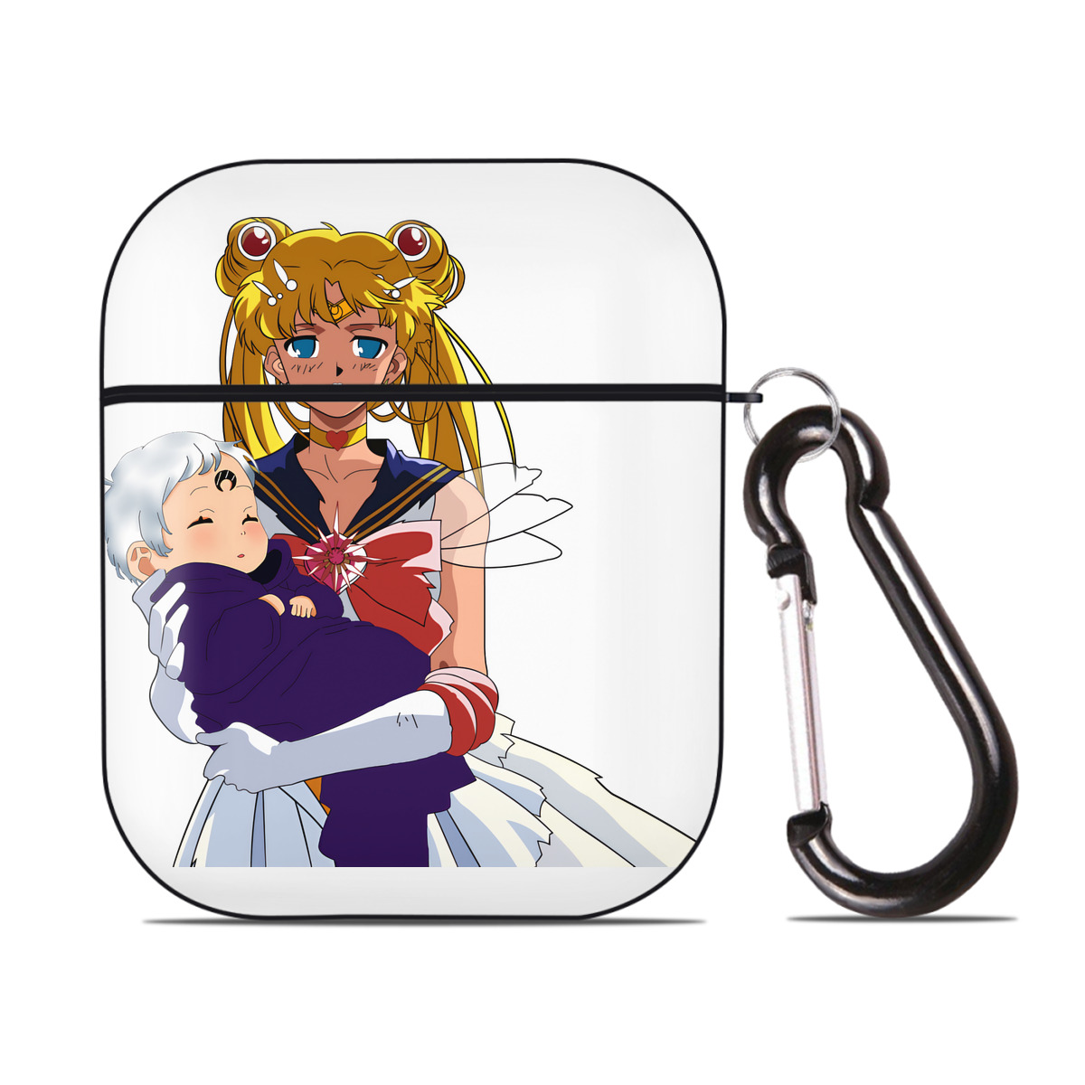 （画像用） 美少女戦士セーラームーン 月野 うさぎ つきの うさぎ Sailor Moon Tsukino Usagi AirPods 第2世代保護ケース ハードシェル ブラック 耐衝撃・防指紋・カラビナ付き