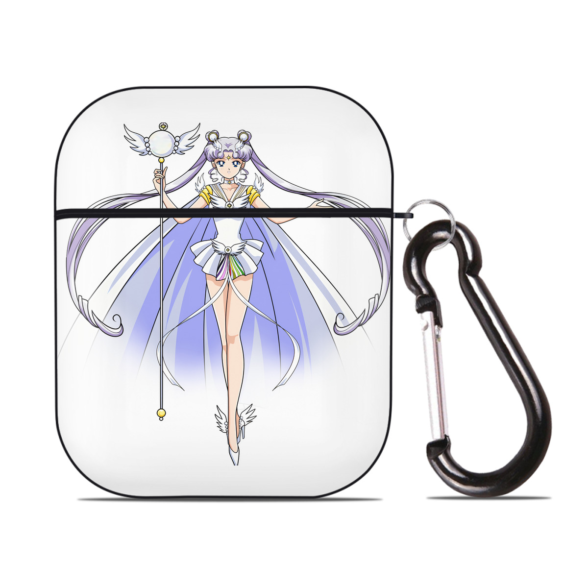 （画像用） 美少女戦士セーラームーン 月野 うさぎ つきの うさぎ Sailor Moon Tsukino Usagi AirPods 第2世代保護ケース ハードシェル ブラック 耐衝撃・防指紋・カラビナ付き