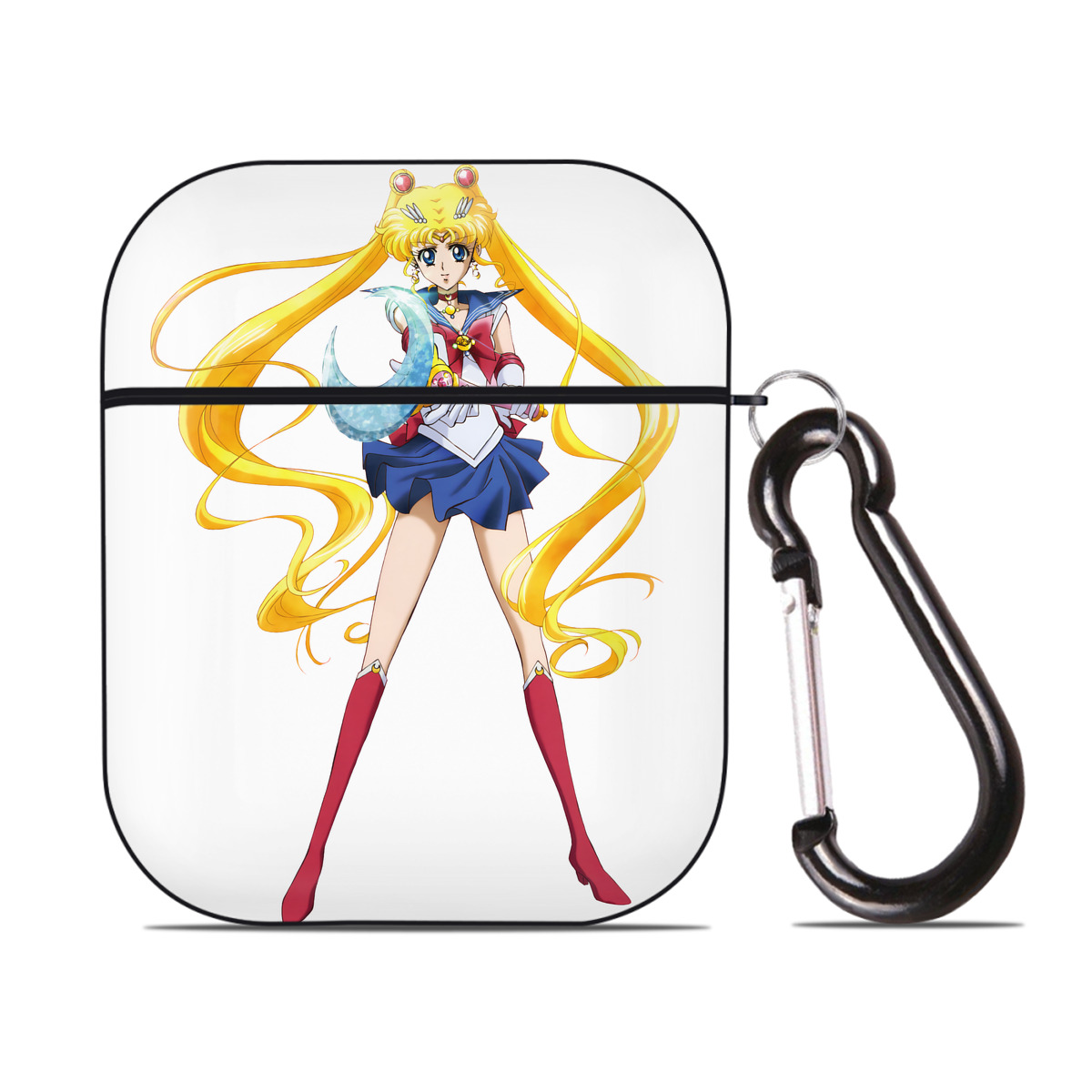 （画像用） 美少女戦士セーラームーン 月野 うさぎ つきの うさぎ Sailor Moon Tsukino Usagi AirPods 第2世代保護ケース ハードシェル ブラック 耐衝撃・防指紋・カラビナ付き