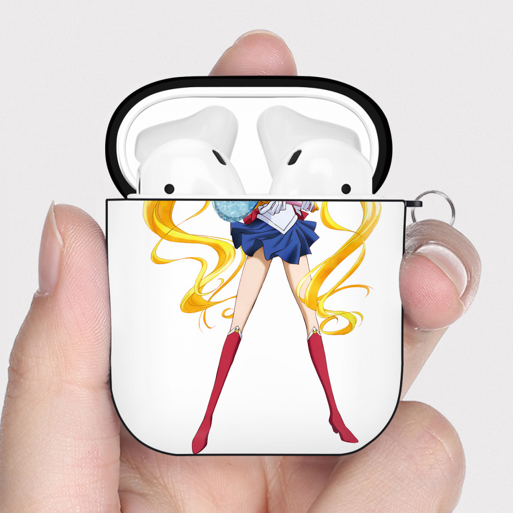 （画像用） 美少女戦士セーラームーン 月野 うさぎ つきの うさぎ Sailor Moon Tsukino Usagi AirPods 第2世代保護ケース ハードシェル ブラック 耐衝撃・防指紋・カラビナ付き
