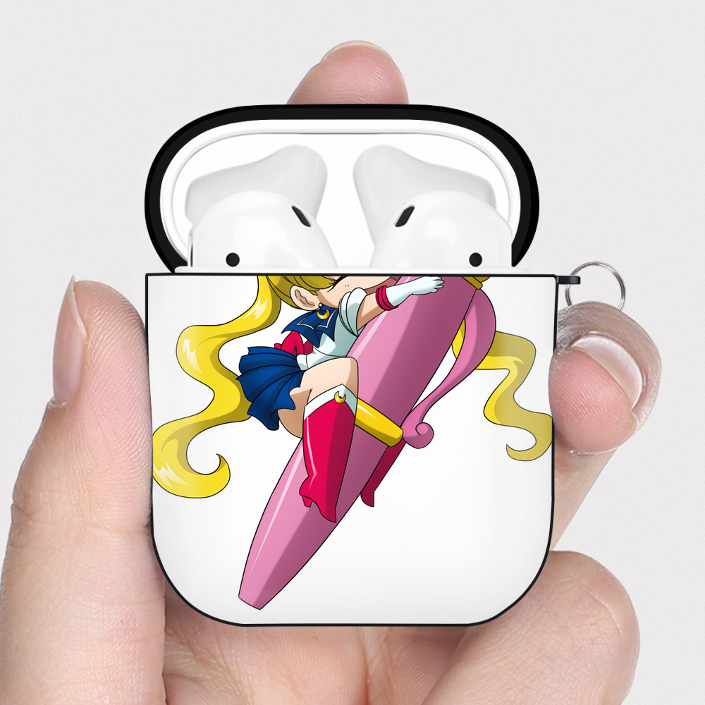 （画像用） 美少女戦士セーラームーン 月野 うさぎ つきの うさぎ Sailor Moon Tsukino Usagi AirPods 第2世代保護ケース ハードシェル ブラック 耐衝撃・防指紋・カラビナ付き