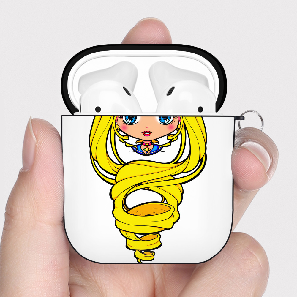 （画像用） 美少女戦士セーラームーン 月野 うさぎ つきの うさぎ Sailor Moon Tsukino Usagi AirPods 第2世代保護ケース ハードシェル ブラック 耐衝撃・防指紋・カラビナ付き
